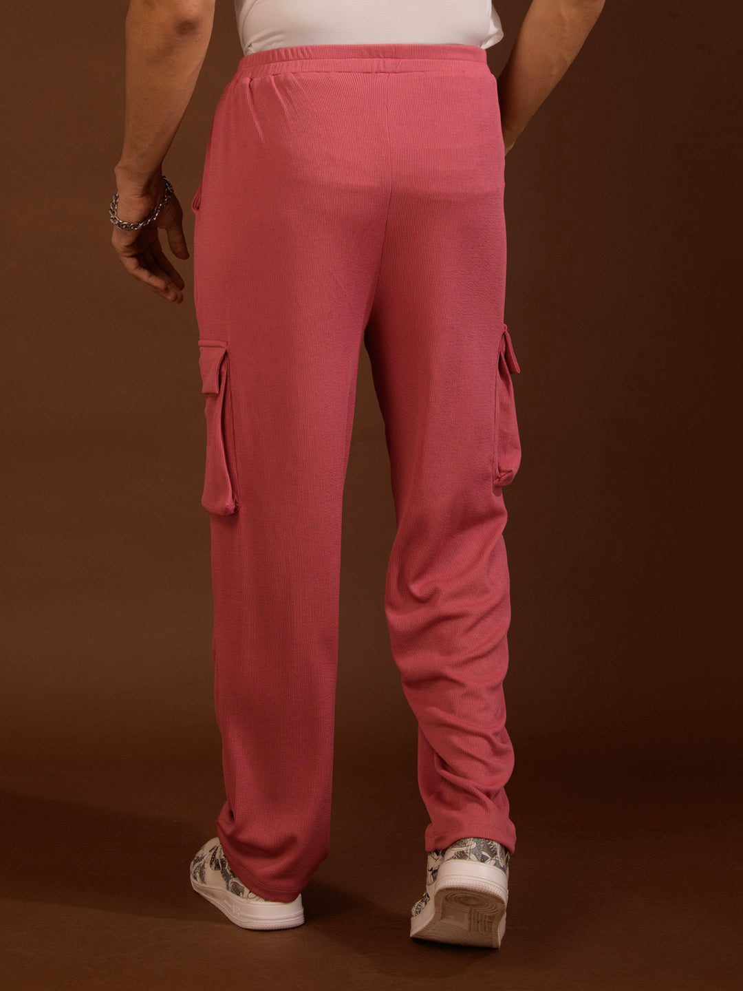 TANDUL  Men Regular Fit Pink Lycra Blend Trousers