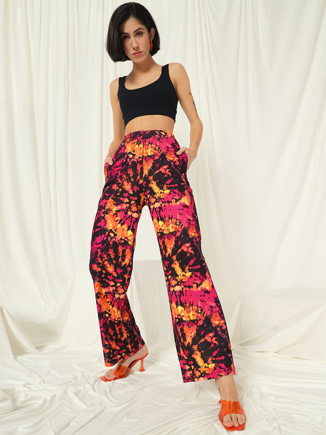 TANDUL  Women Regular Fit Multicolor Lycra Blend Trousers