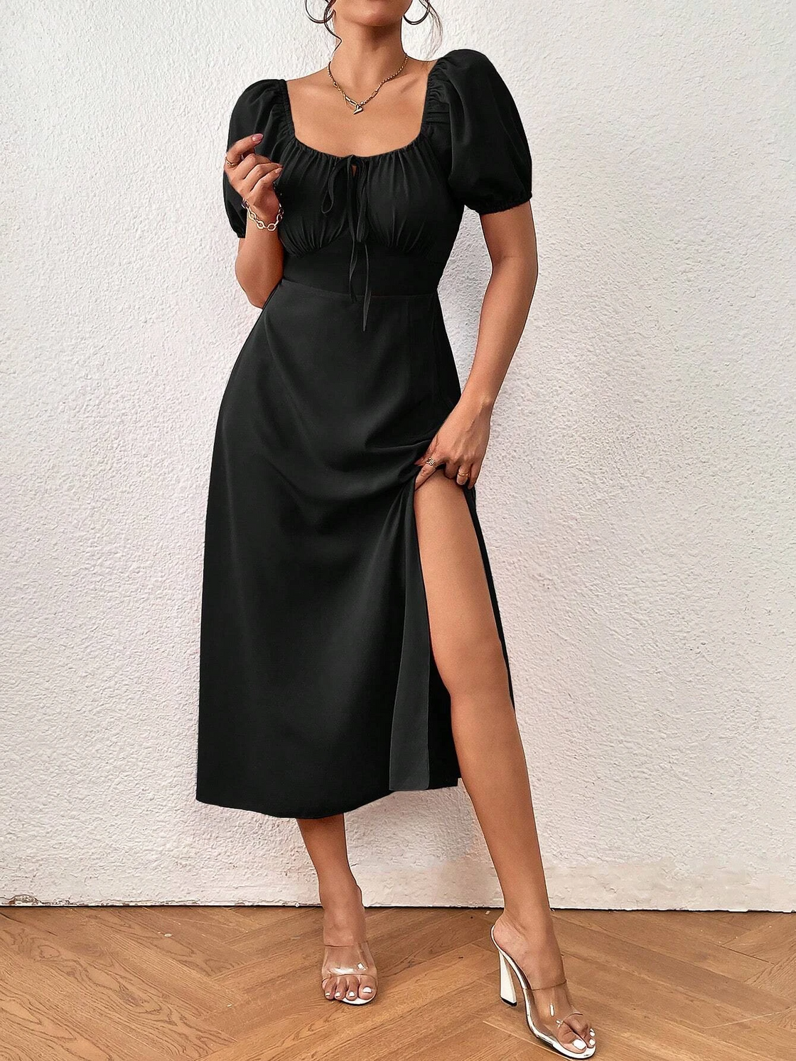 TANDUL Women Fit and Flare Black Dress
