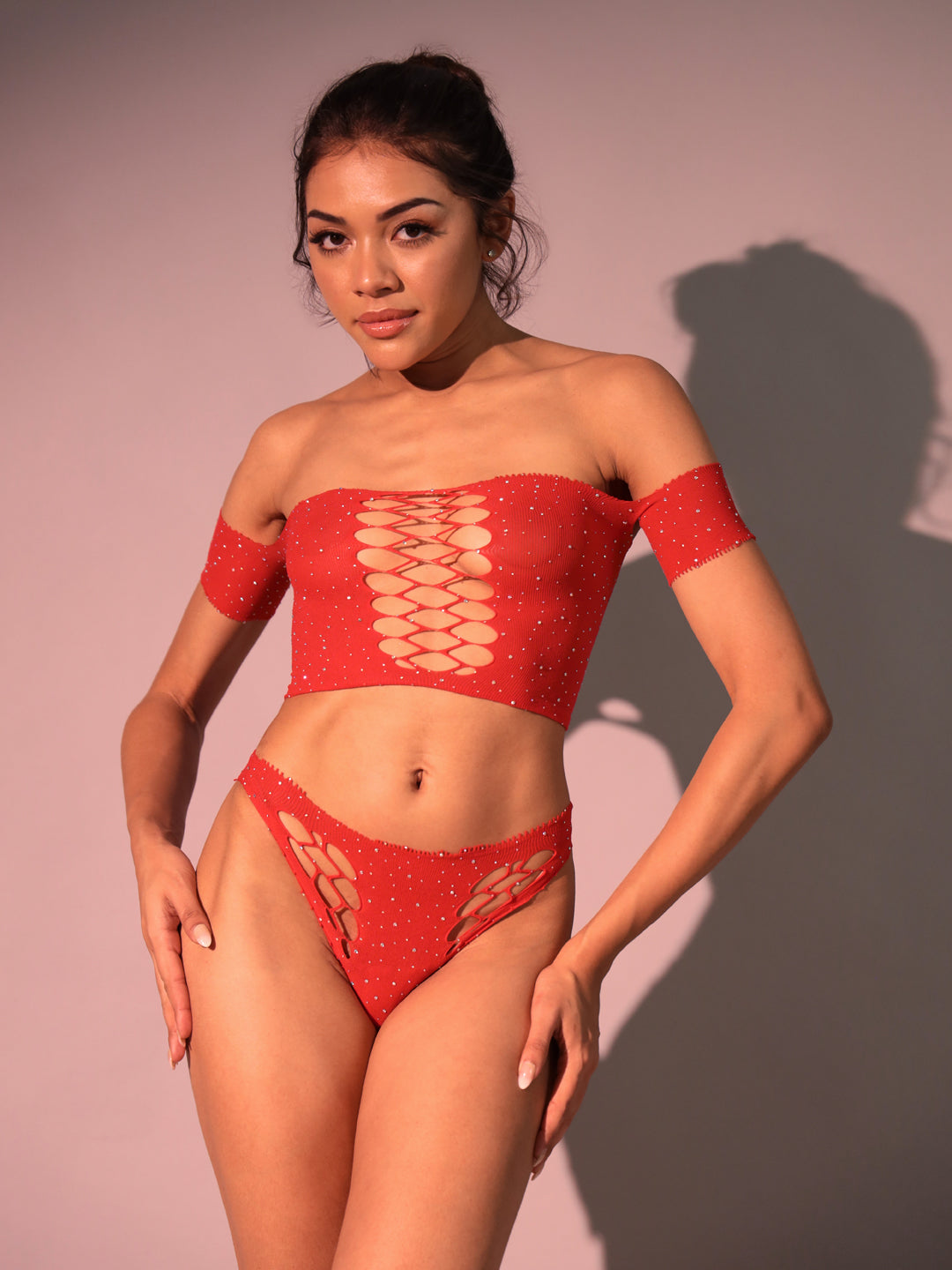 ELTIRE Elegant Red Two Piece Lingerie Set