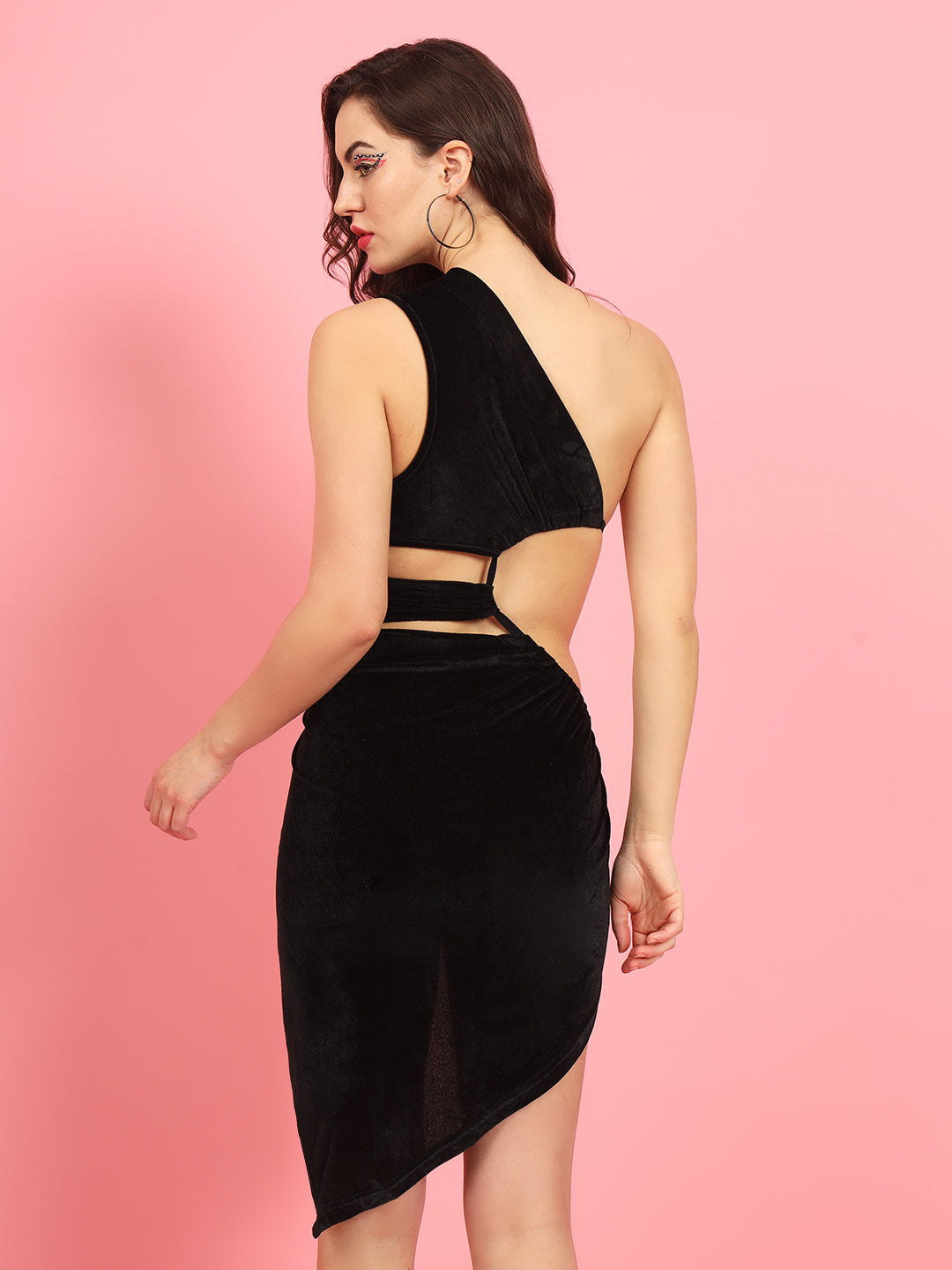 TANDUL  Women Asymmetric Black Dress