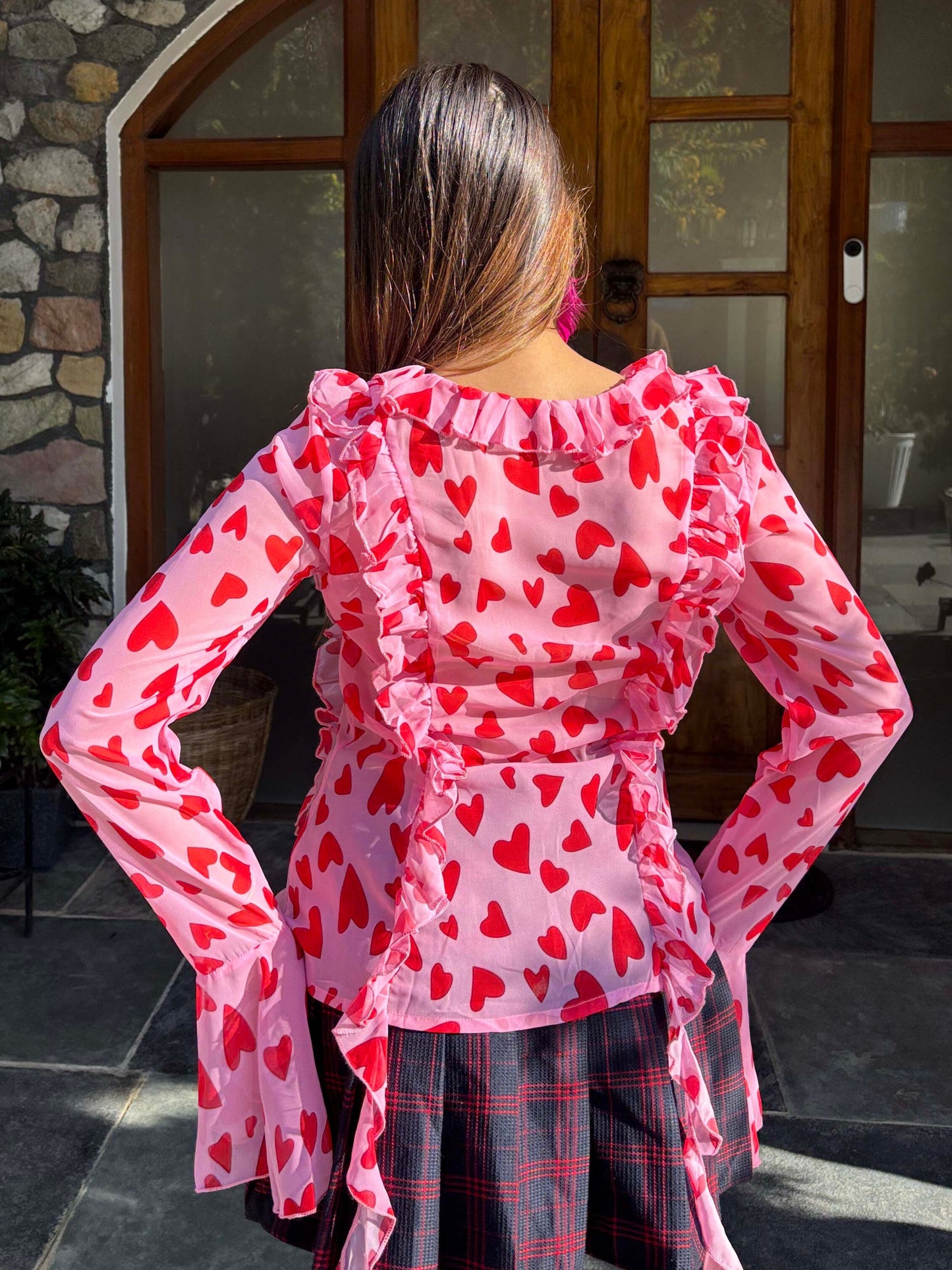 TANDUL Women Charming Heart Printed Pink Top