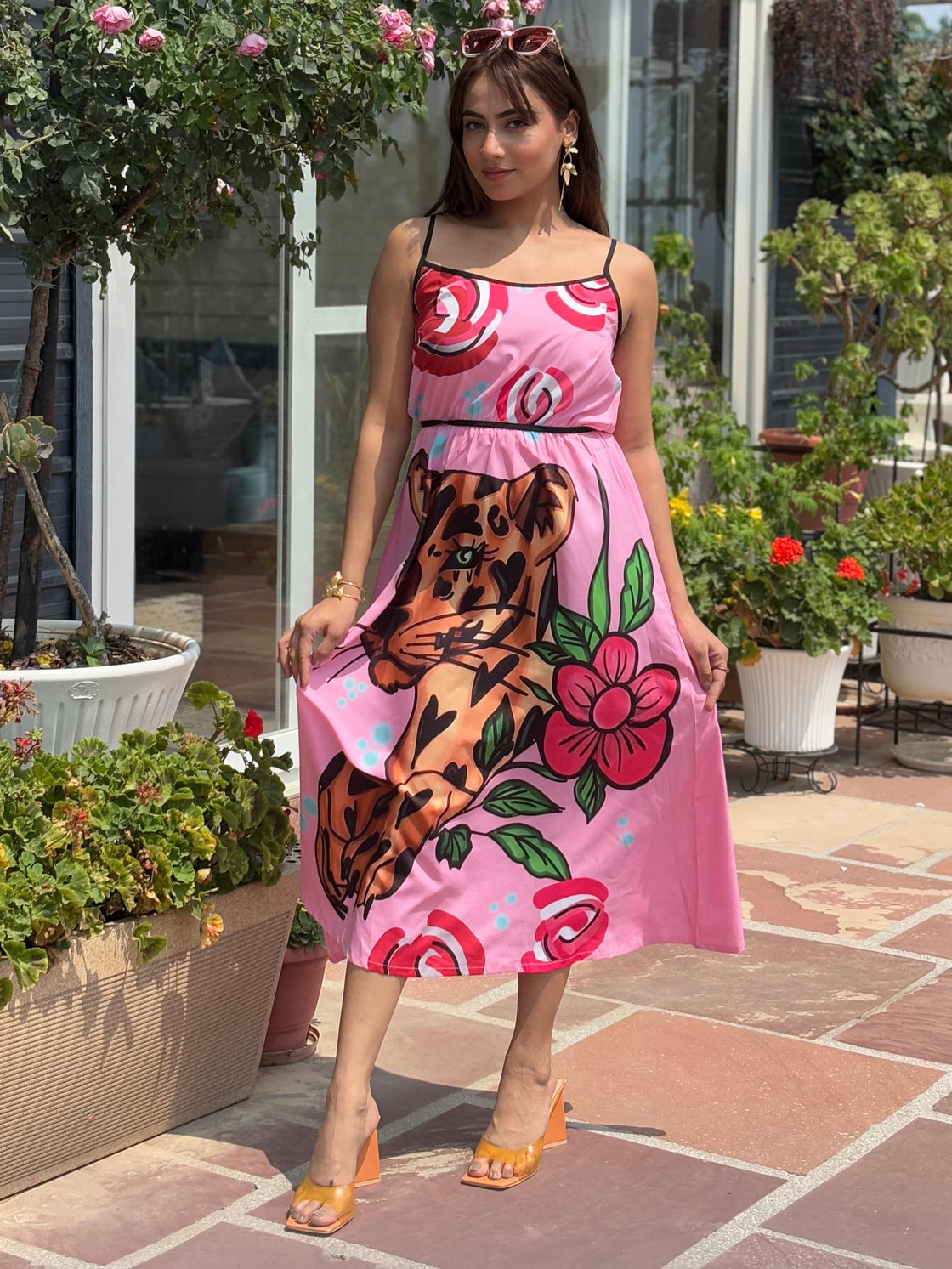 Tandul Women Stunning Tiger Graphic Printed Dress