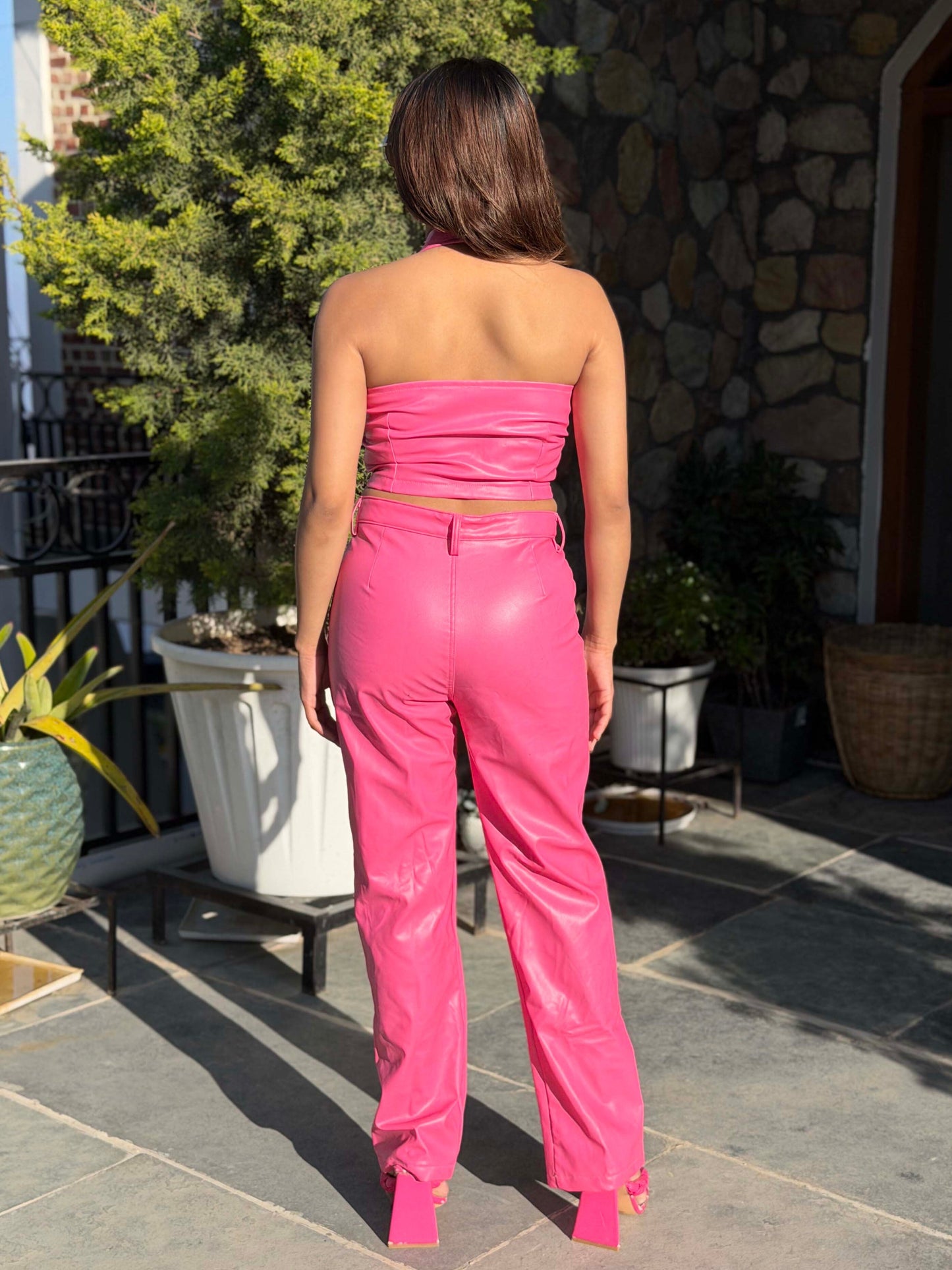 TANDUL Women Pink Leather Co-ord Set