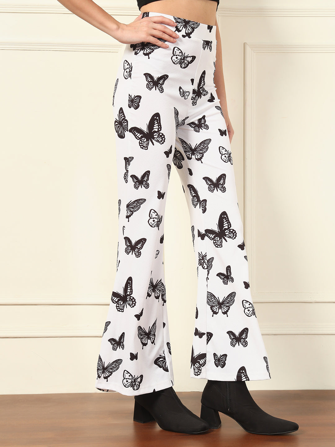 TANDUL Women White Butterfly Printed Trouser