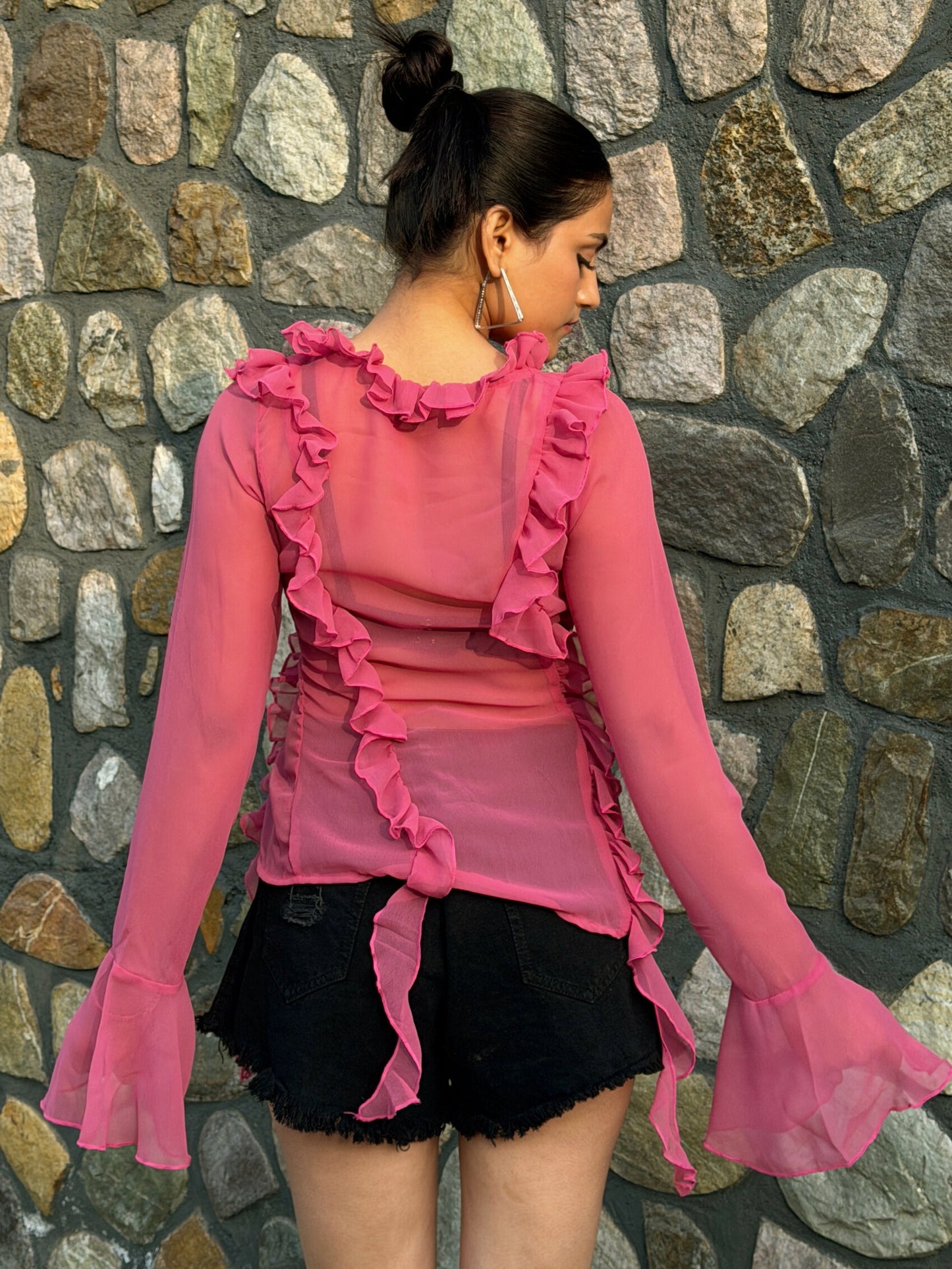 TANDUL Women Exquisite Pink Frill Top