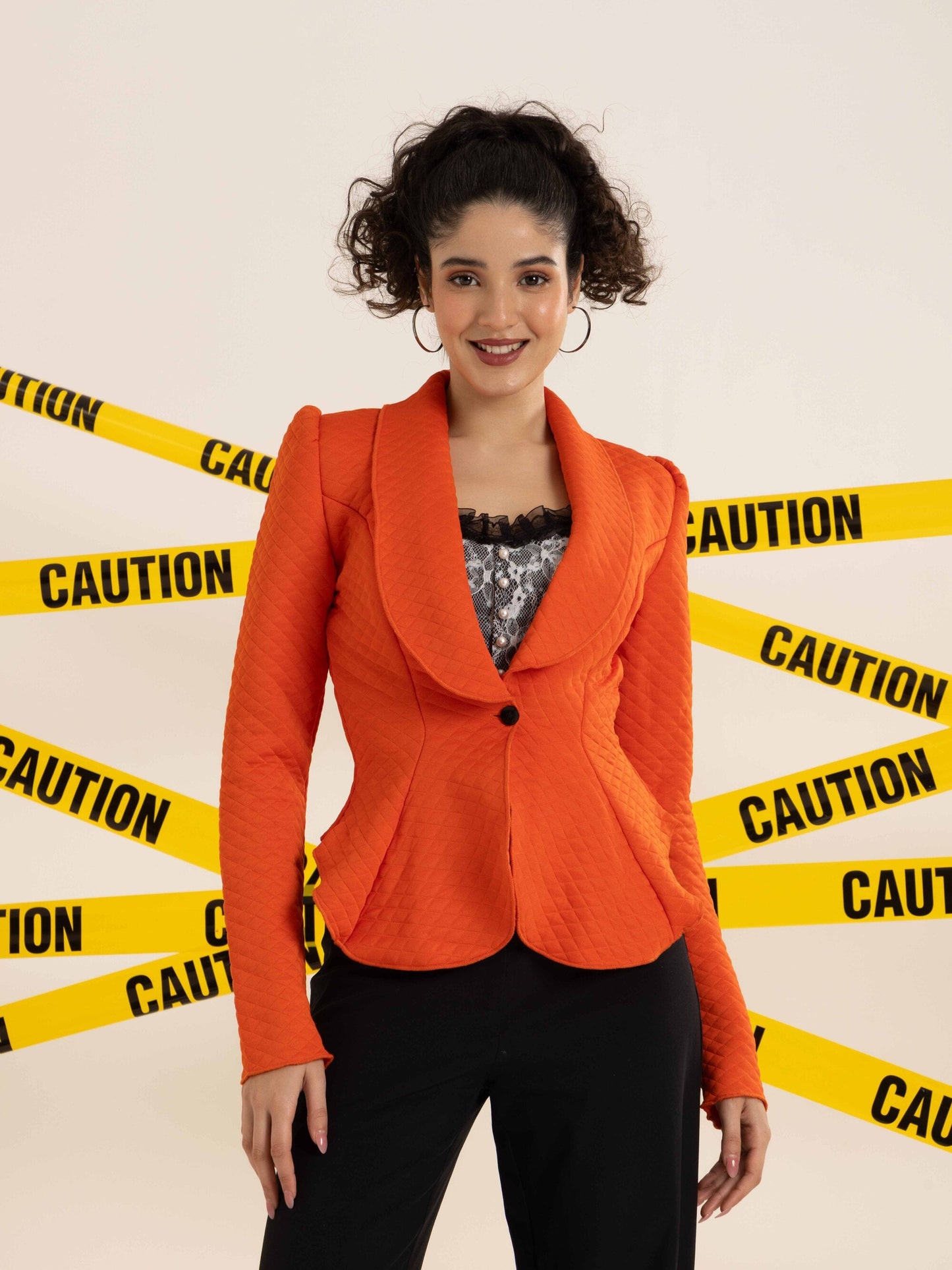 TANDUL Women Elegant Orange Blazer