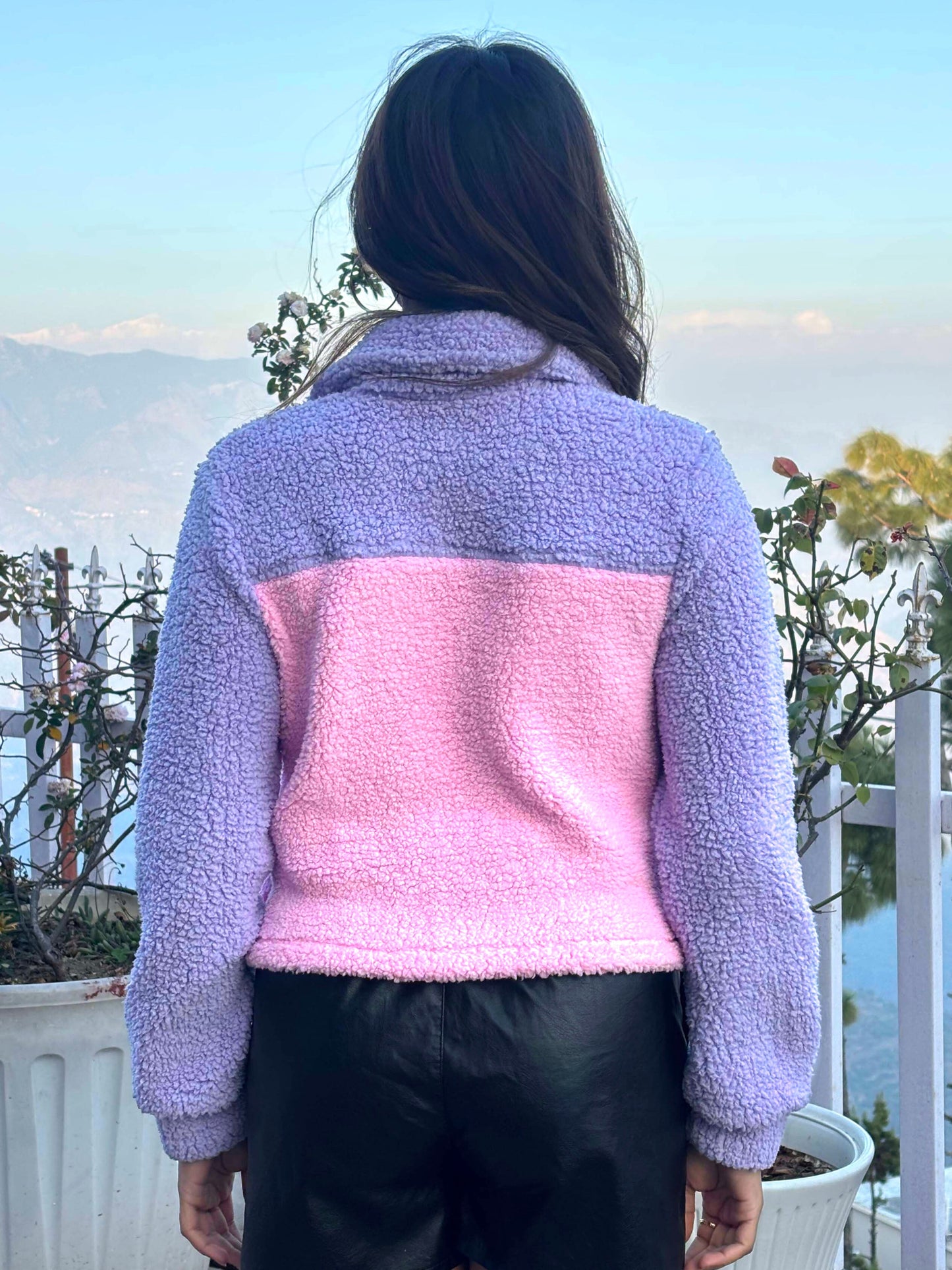 TANDUL Women Pink and Purple Fur Jacket