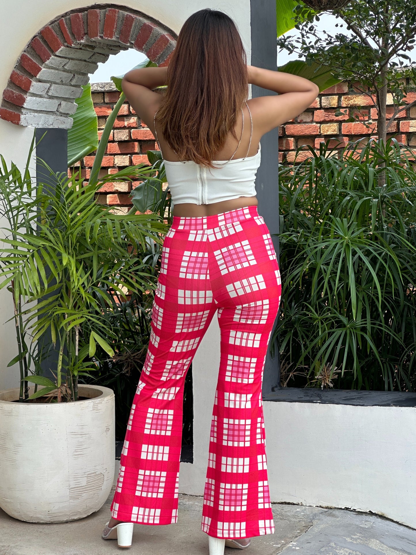 TANDUL Women Pink Checkered Trouser