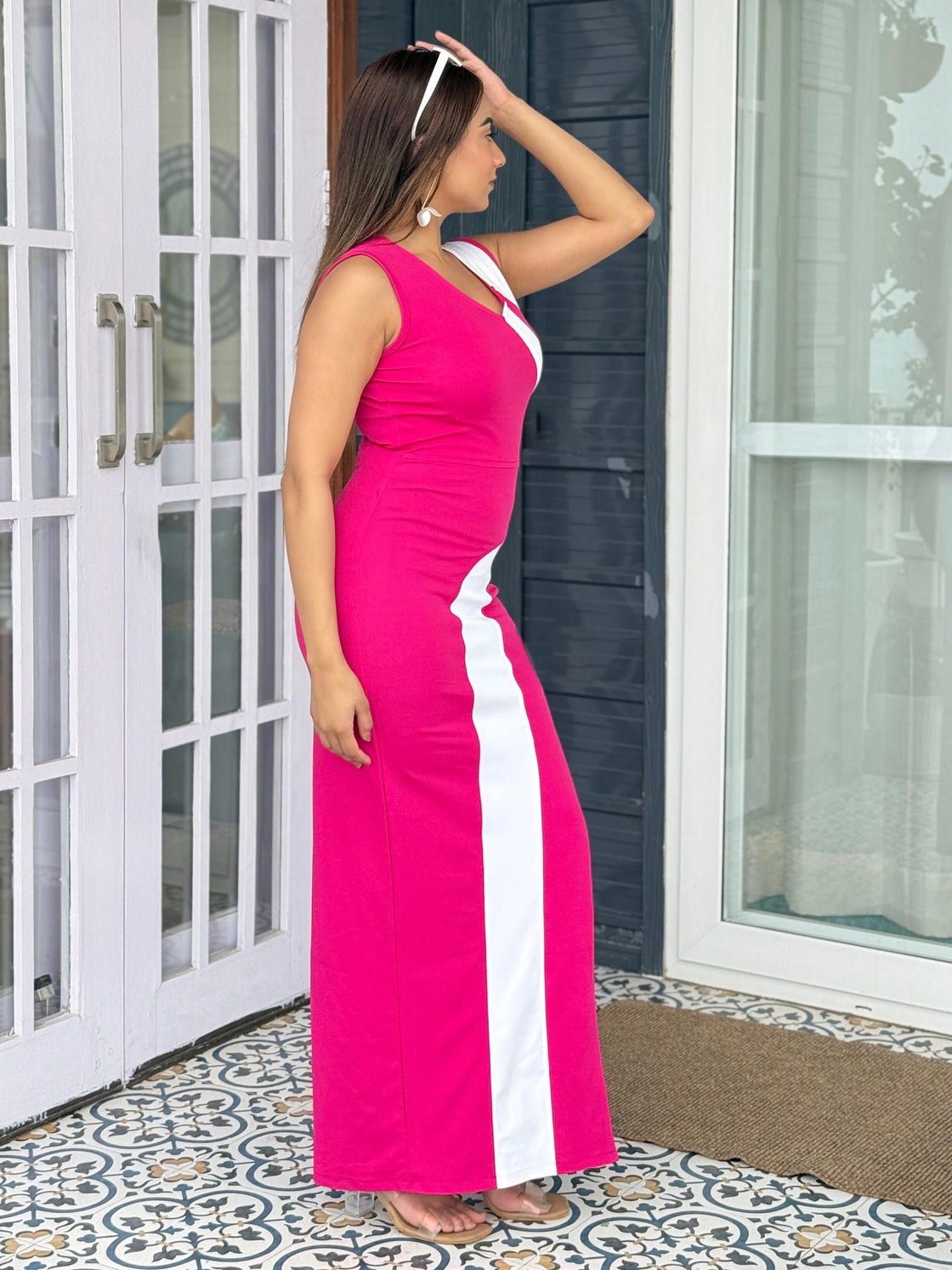 TANDUL Women Charming Pink and White Dress