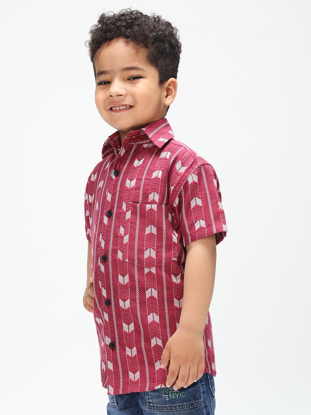 Boys Stylish Pink Shirt Printed Casual Shirt