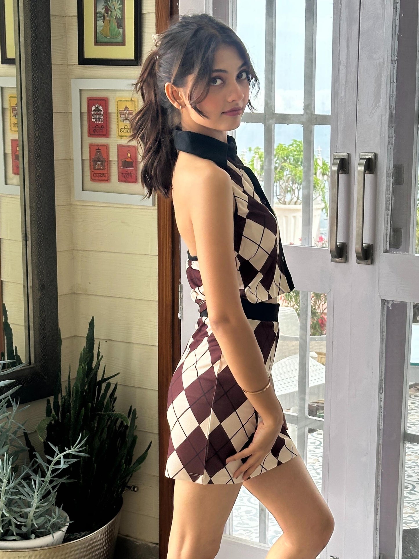 TANDUL Women Charming Brown Checkered Co-ord Set