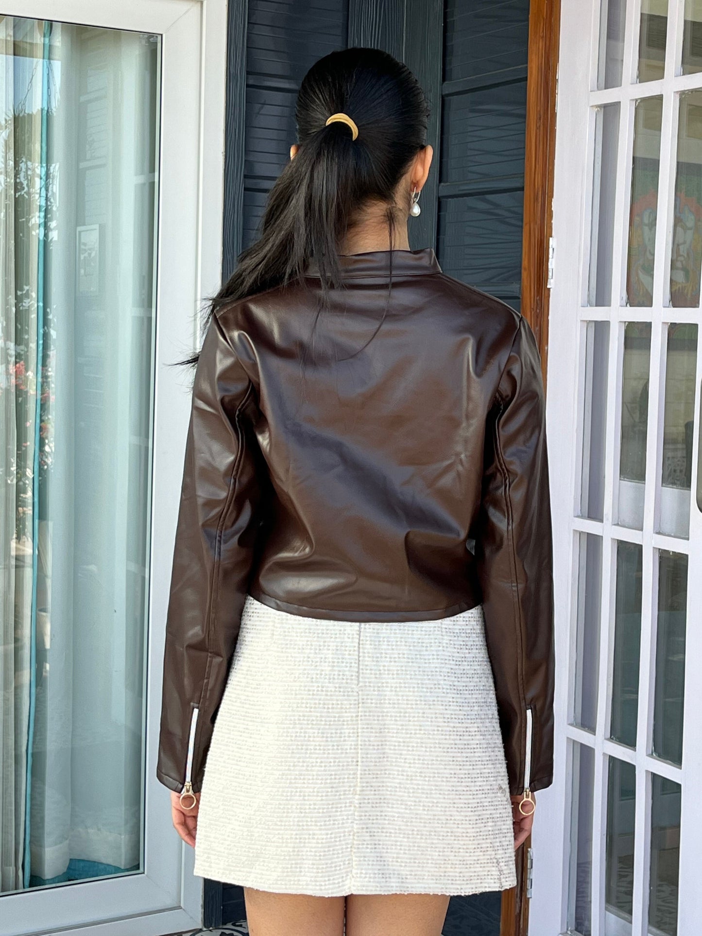 TANDUL Women Stunning Brown Leather Jacket