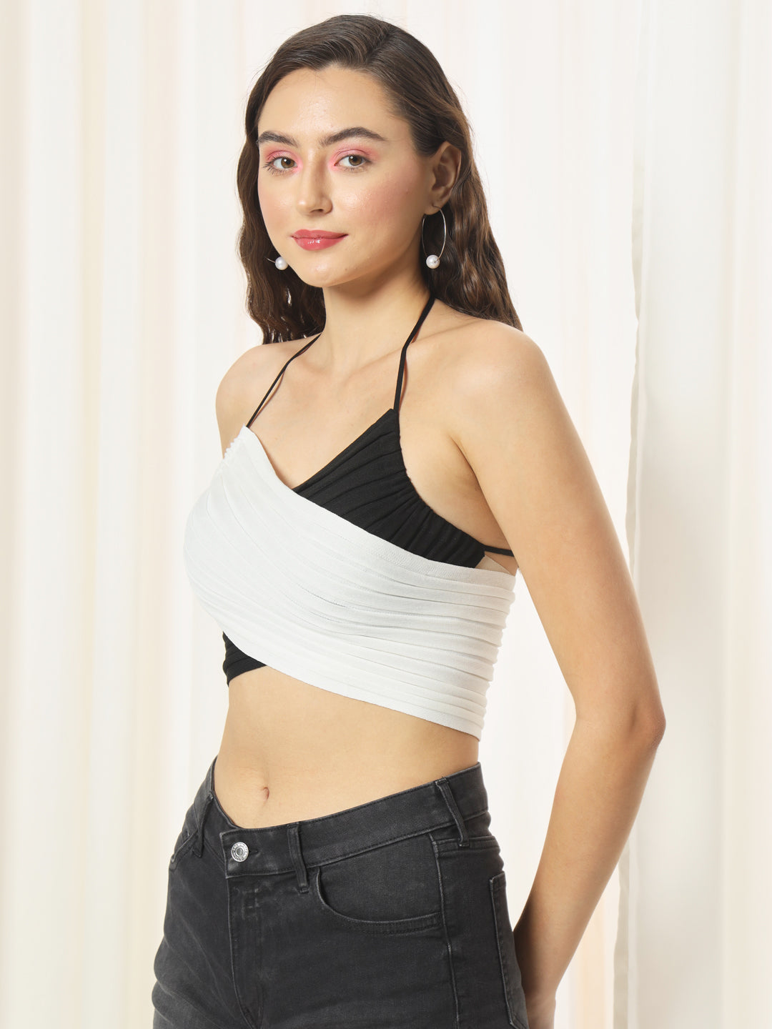 TANDUL  Casual Sleeveless Solid Women Black Top