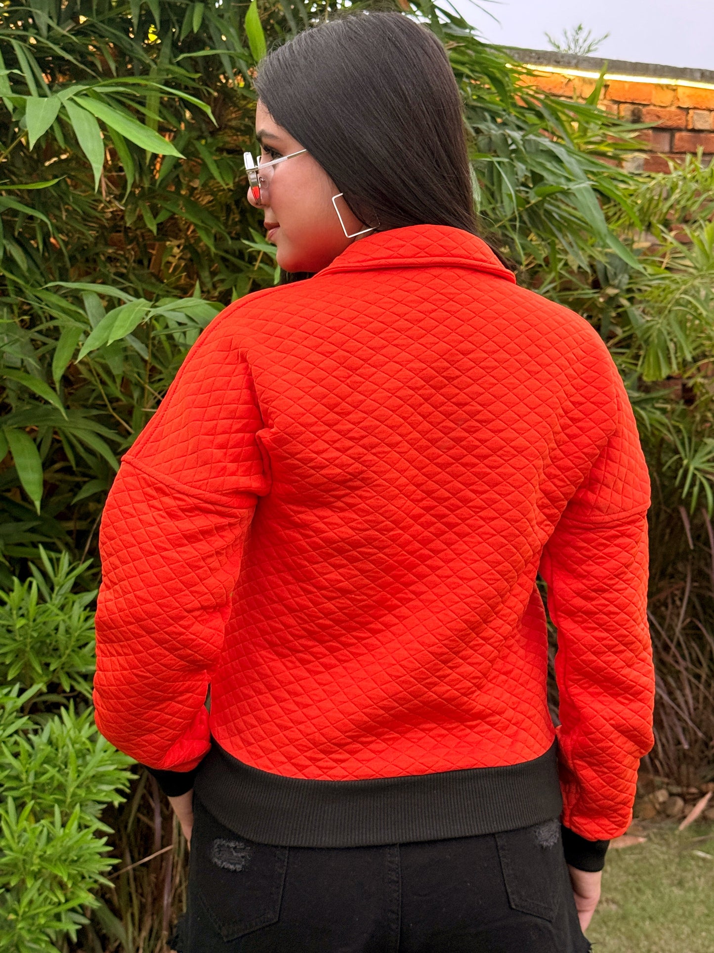 TANDUL Women Orange Quilt Jacket