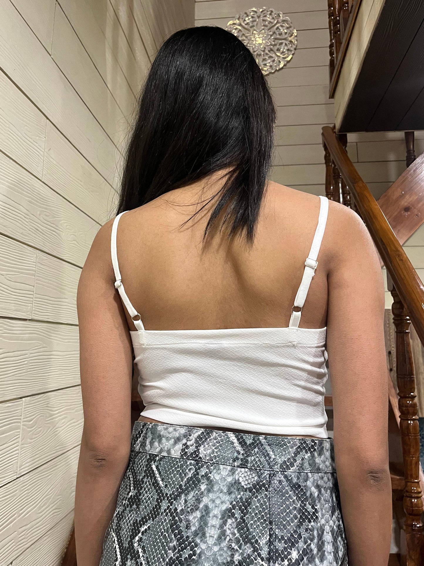 TANDUL Casual Shoulder Straps Solid Women White Top