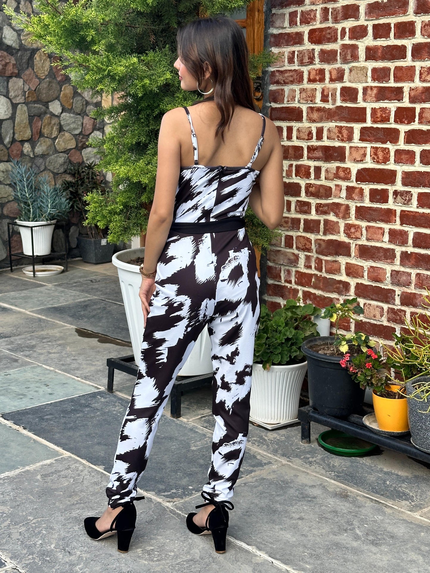 TANDUL Women Black and White Jumpsuit