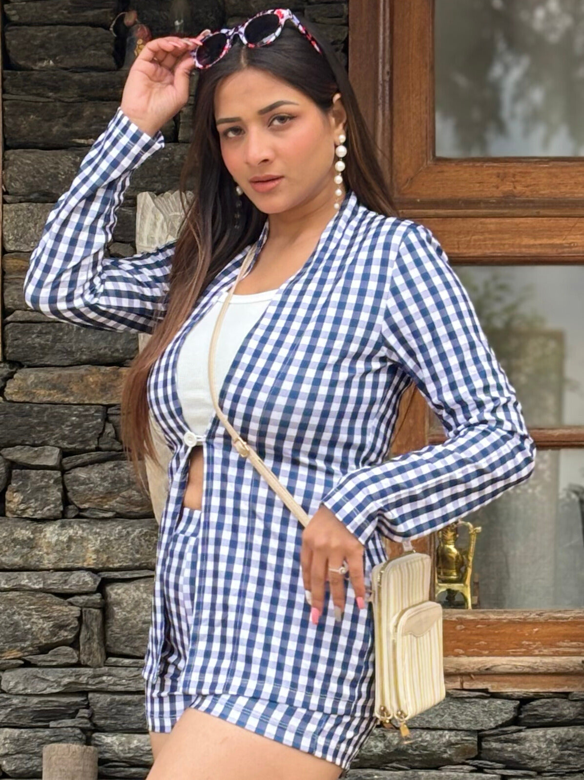 TANDUL Shirt Chino Shorts Co-ords Set with Blazer