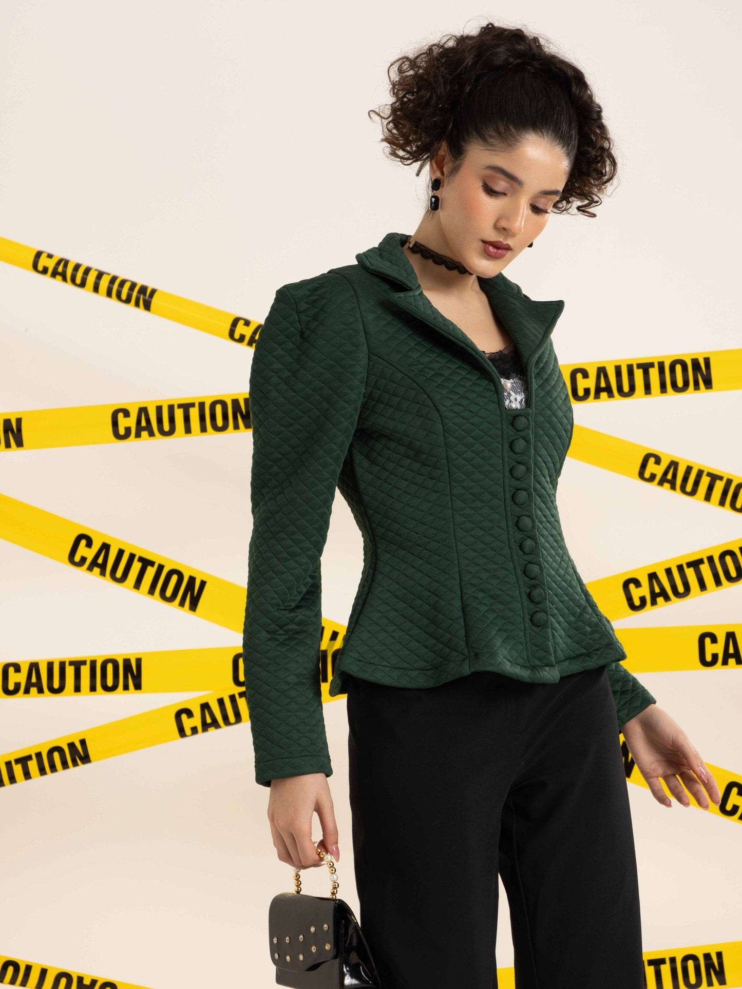 TANDUL Women  Elegant Green Blazer