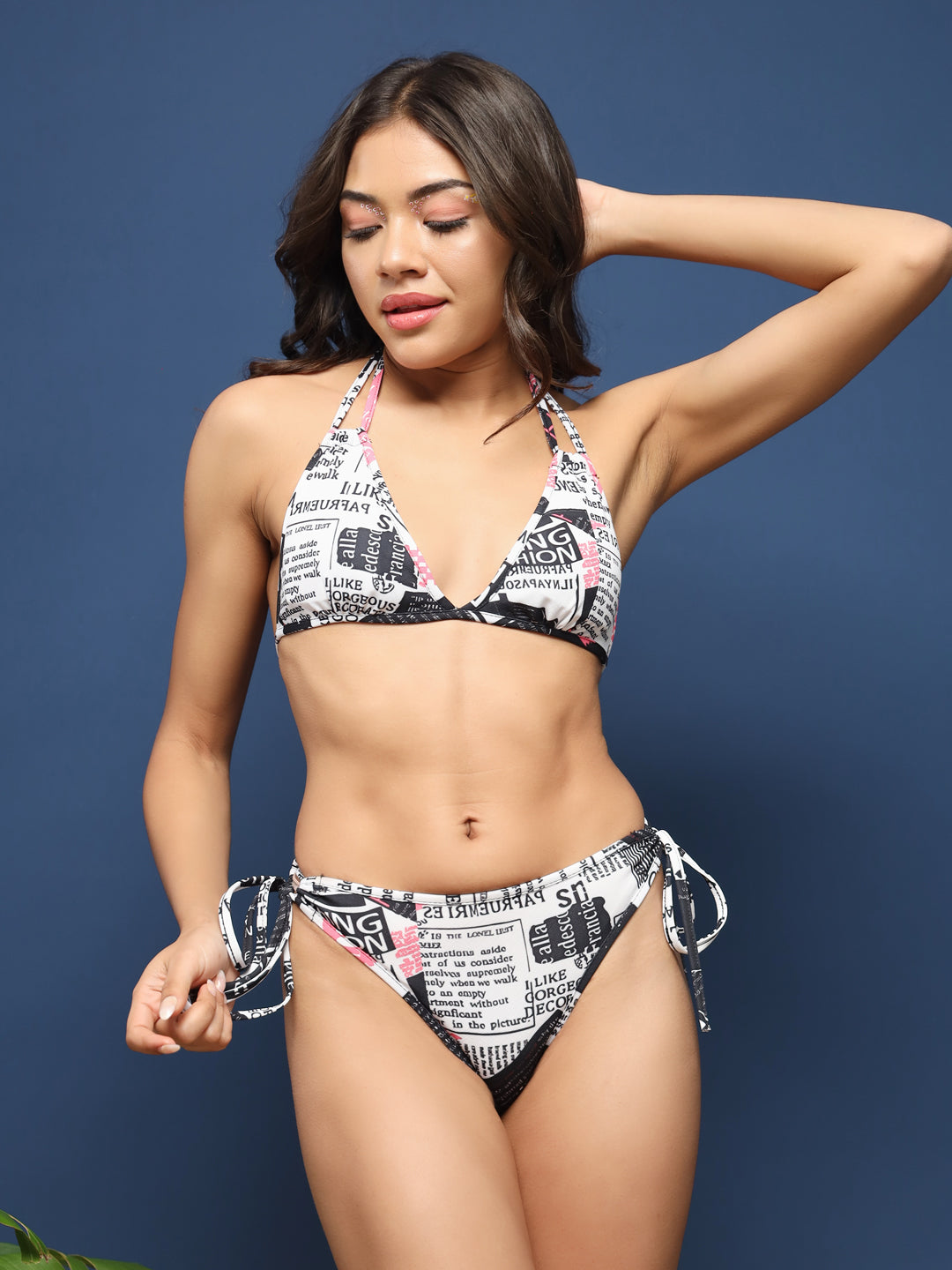 ELTIRE Stylish and Trendy Newspaper Printed twopiece  Bikini Set