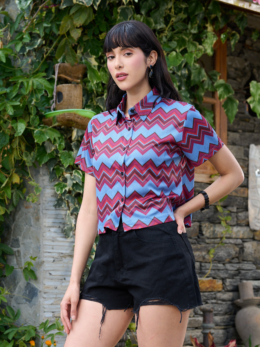 TANNDUL Women Chevron Printed Shirt