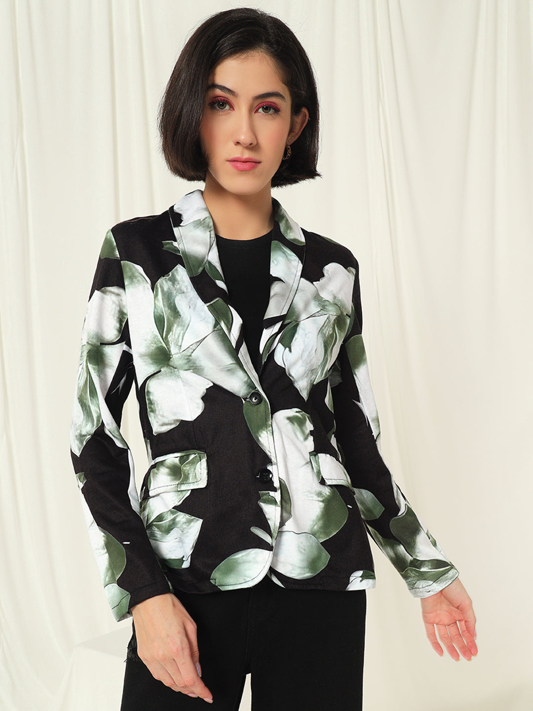 TANDUL  Fleece Floral Print Coat For Women