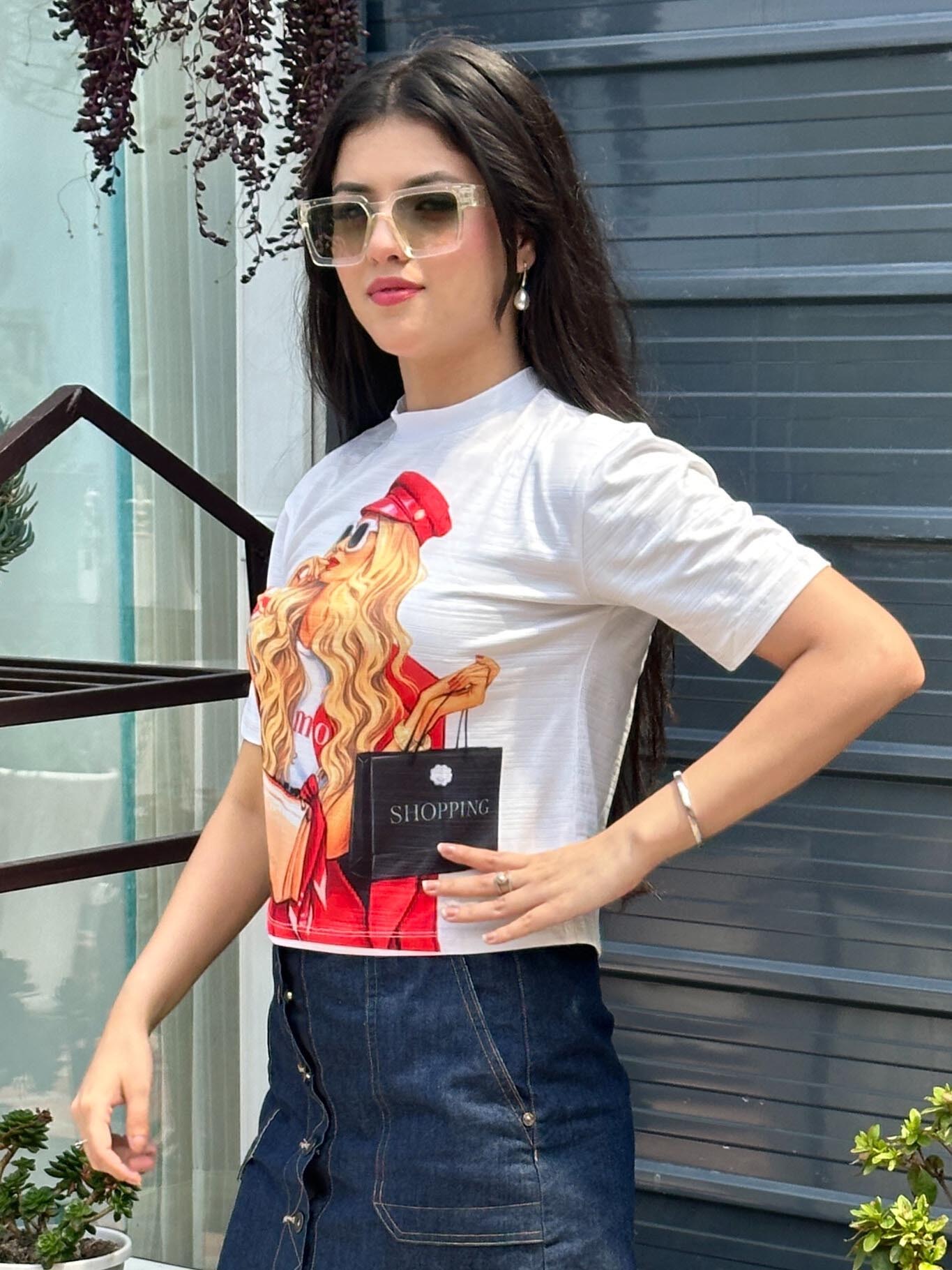 TANDUL Printed Women Round Neck Multicolor T-Shirt