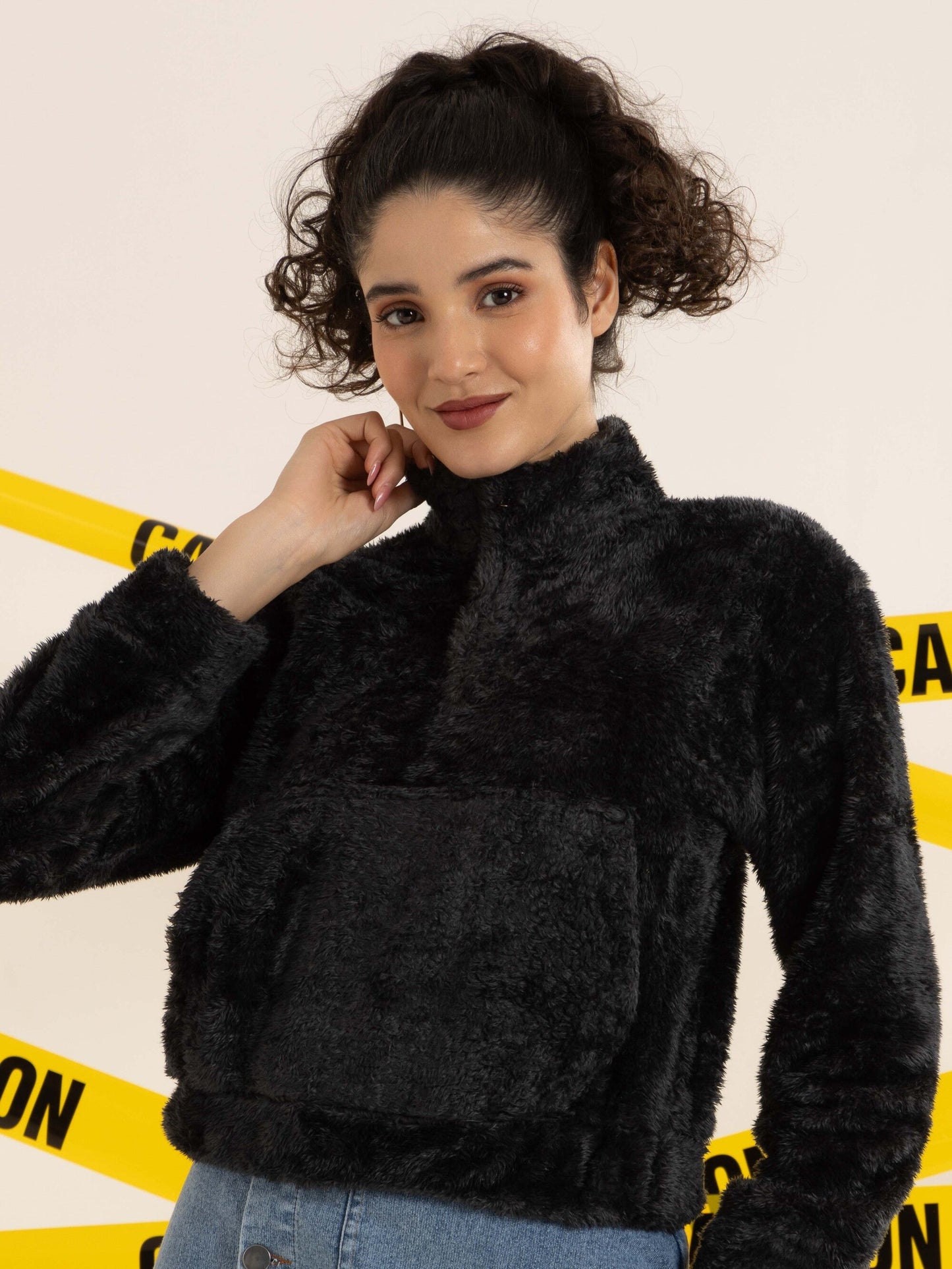 TANDUL Full Sleeve Grey Fur Sweatshirt