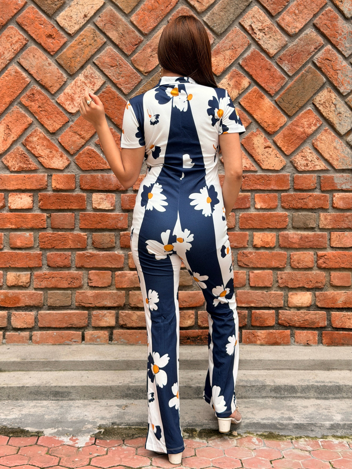 TANDUL Women Daisy Dream Short-Sleeve Wide Leg Jumpsuit