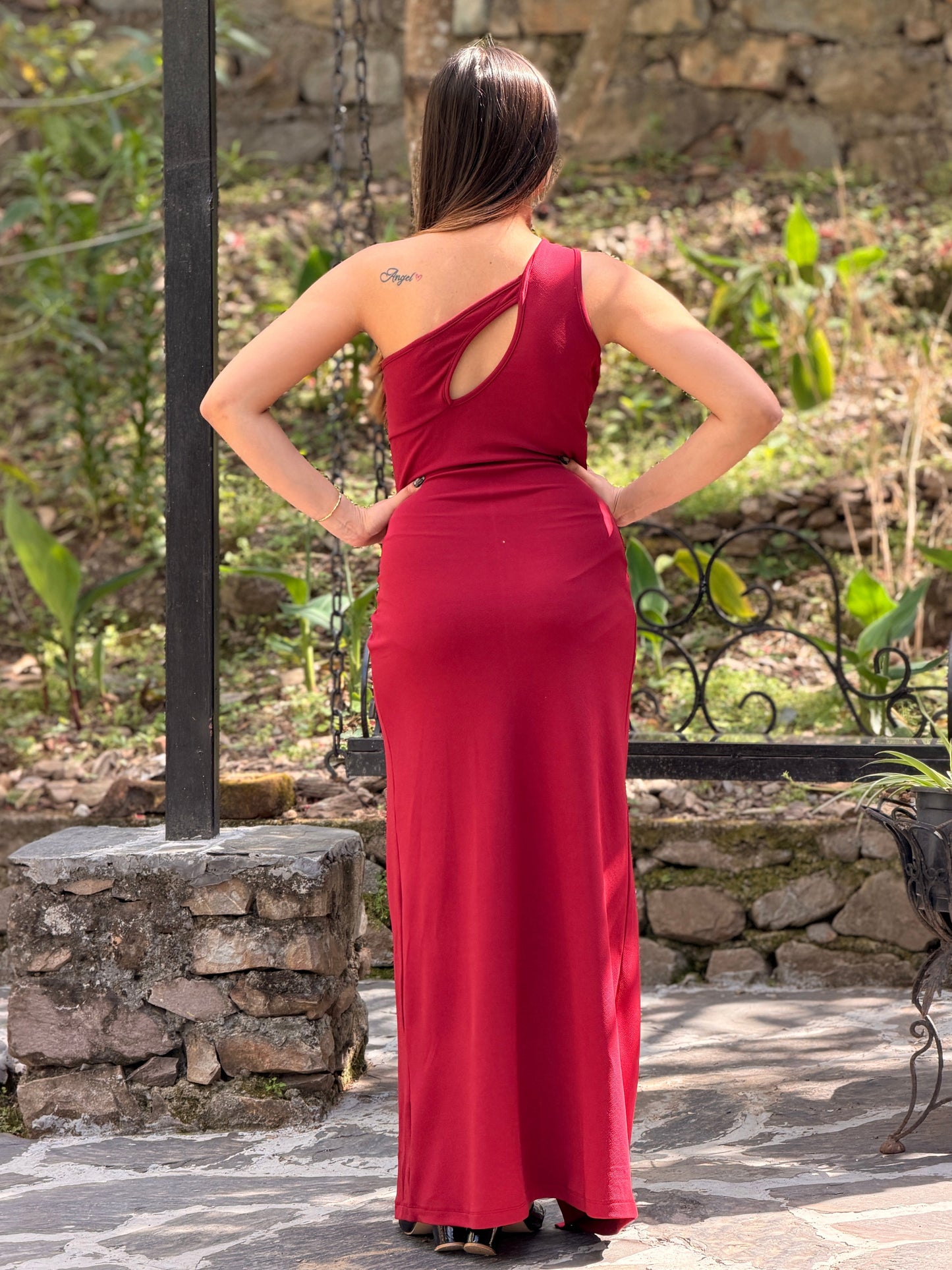 TANDUL Women Exquisite High Slit Maroon Dress