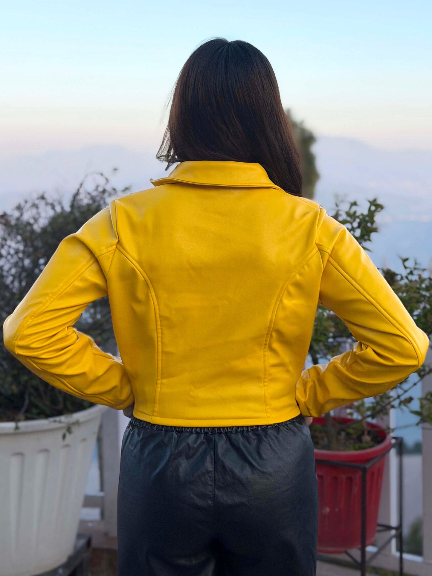 TANDUL Women Stunning Yellow Leather Jacket