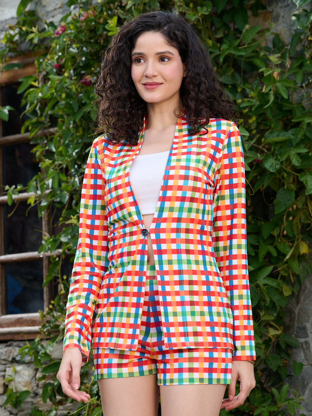 TANDUL Vibrant Multicolor Checkered Co-ord Set