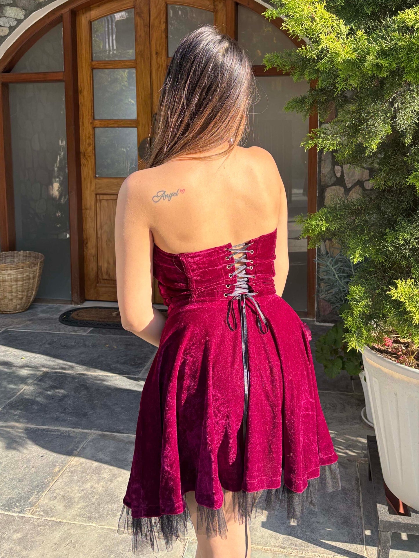 TANDUL Women Elegant Maroon Color Velvet Co-ord Set