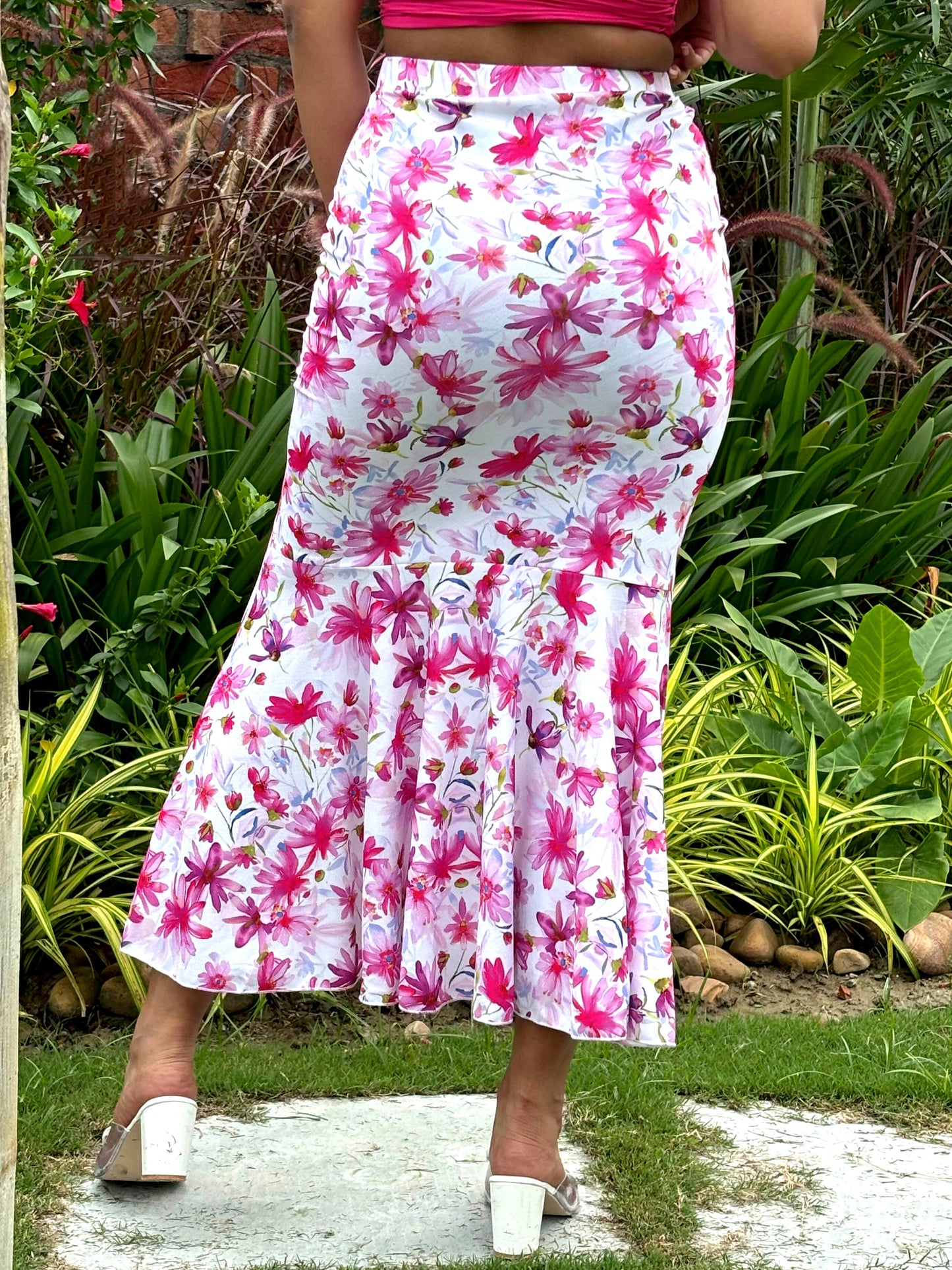 TANDUL Women Stunning Pink Floral Printed Skirt