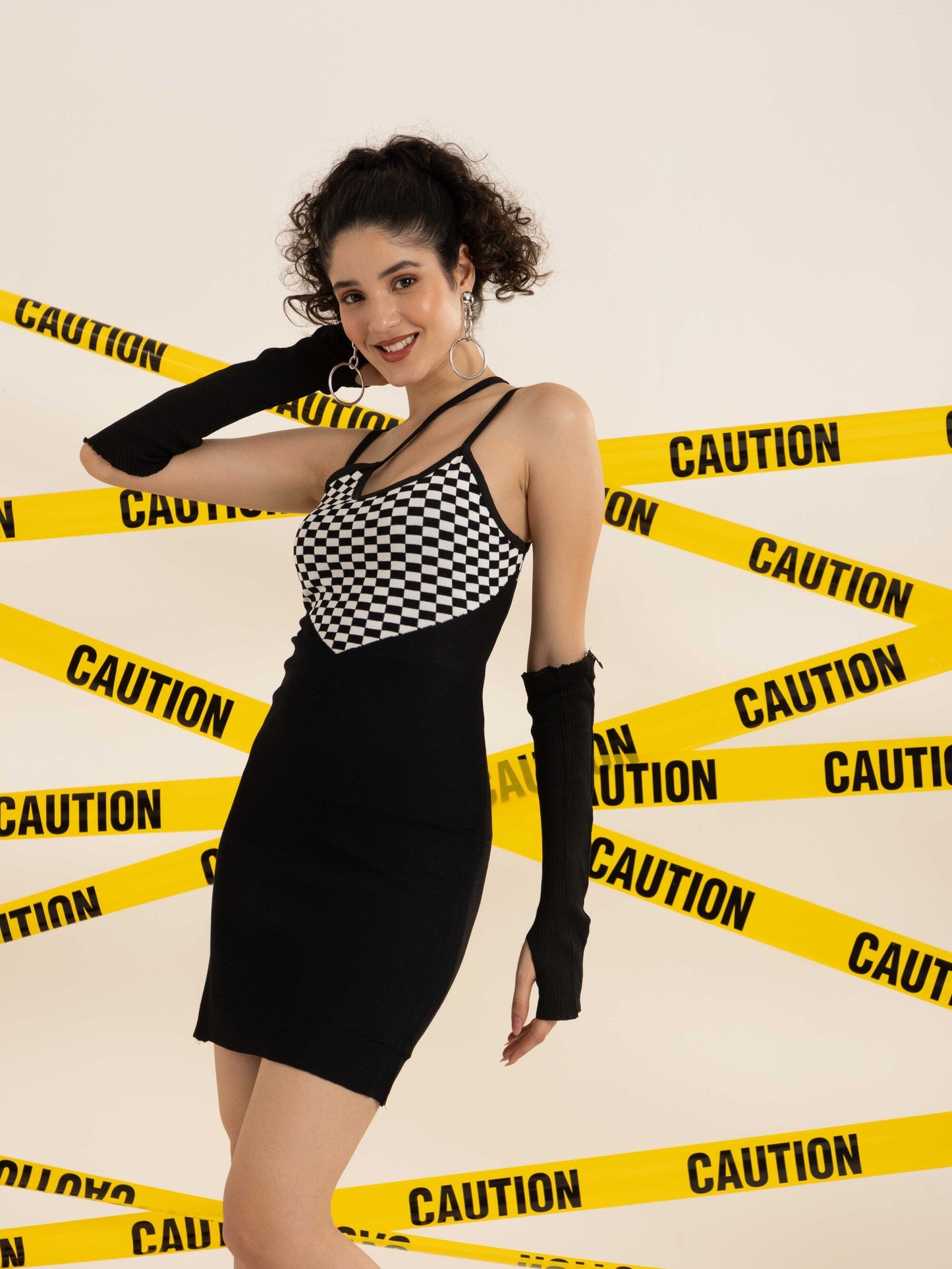 TANDUL Women Bodycon Black, White Dress