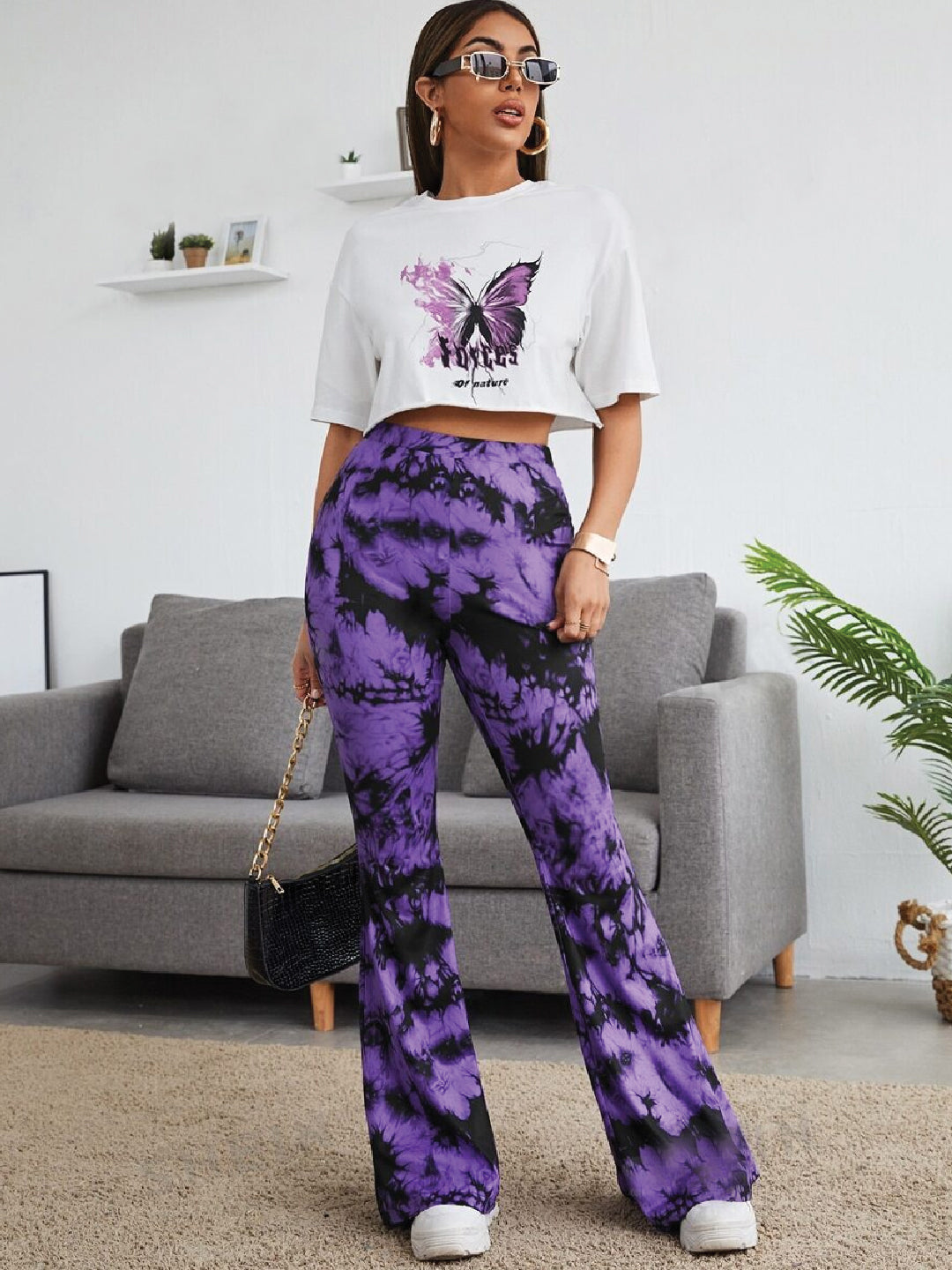 TANDUL  Women Regular Fit Purple Lycra Blend Trousers