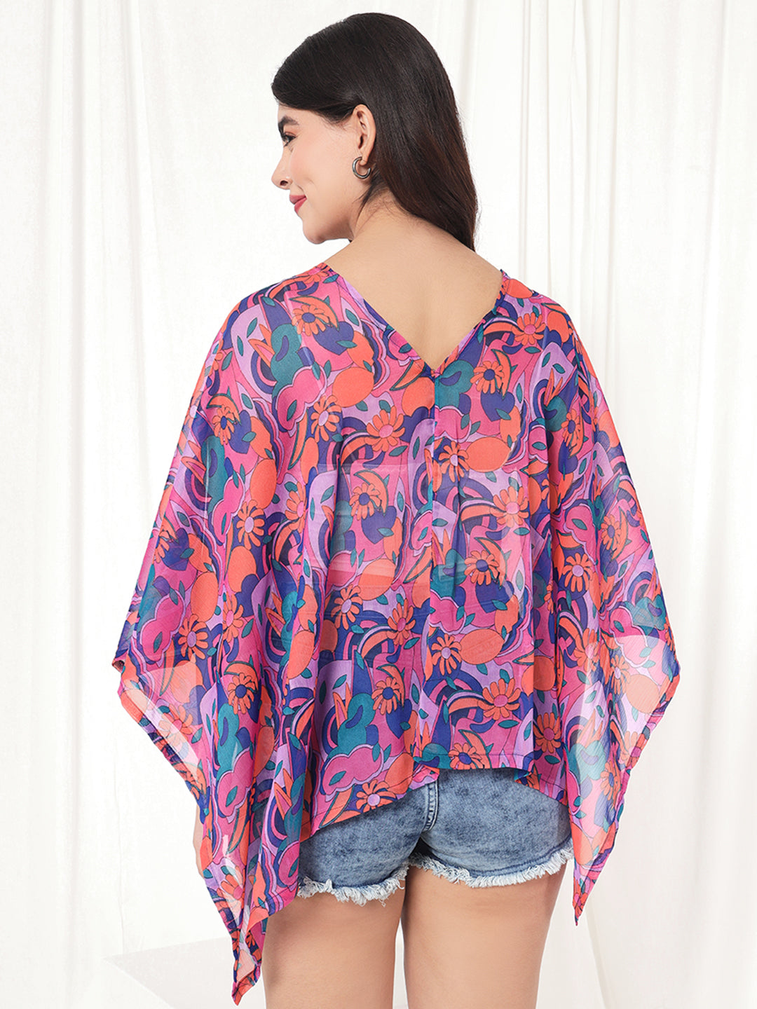 TANDUL  Women Kimono Style 3/4th Sleeve Multicolor Shrug