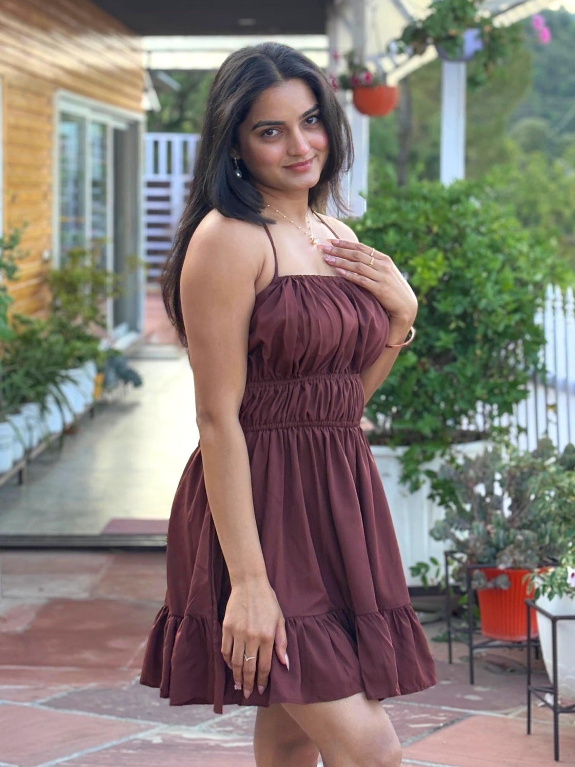 TANDUL Women Brown Solid Flared Dress