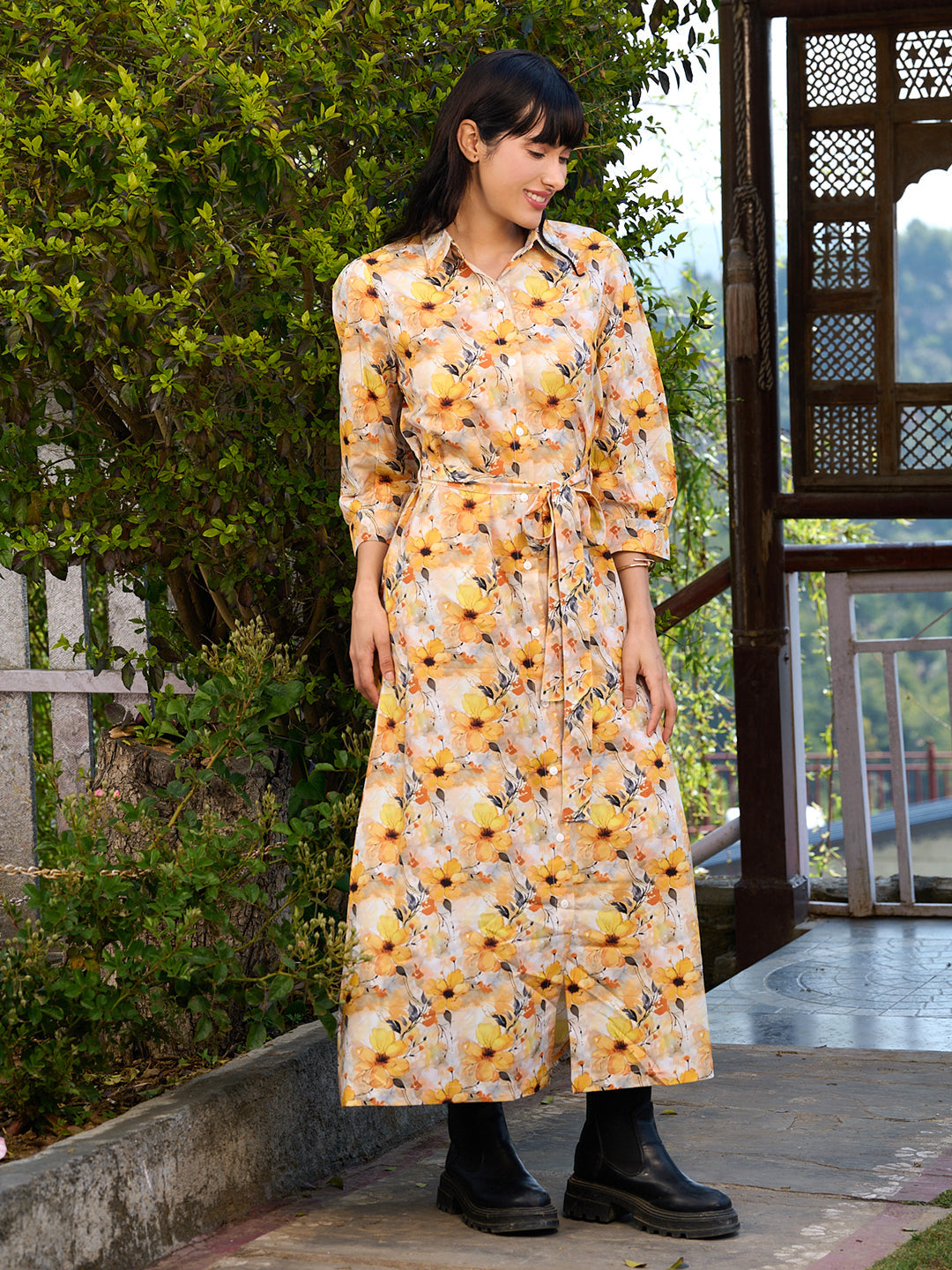 TANDUL Women Yellow Floral Printed Dress