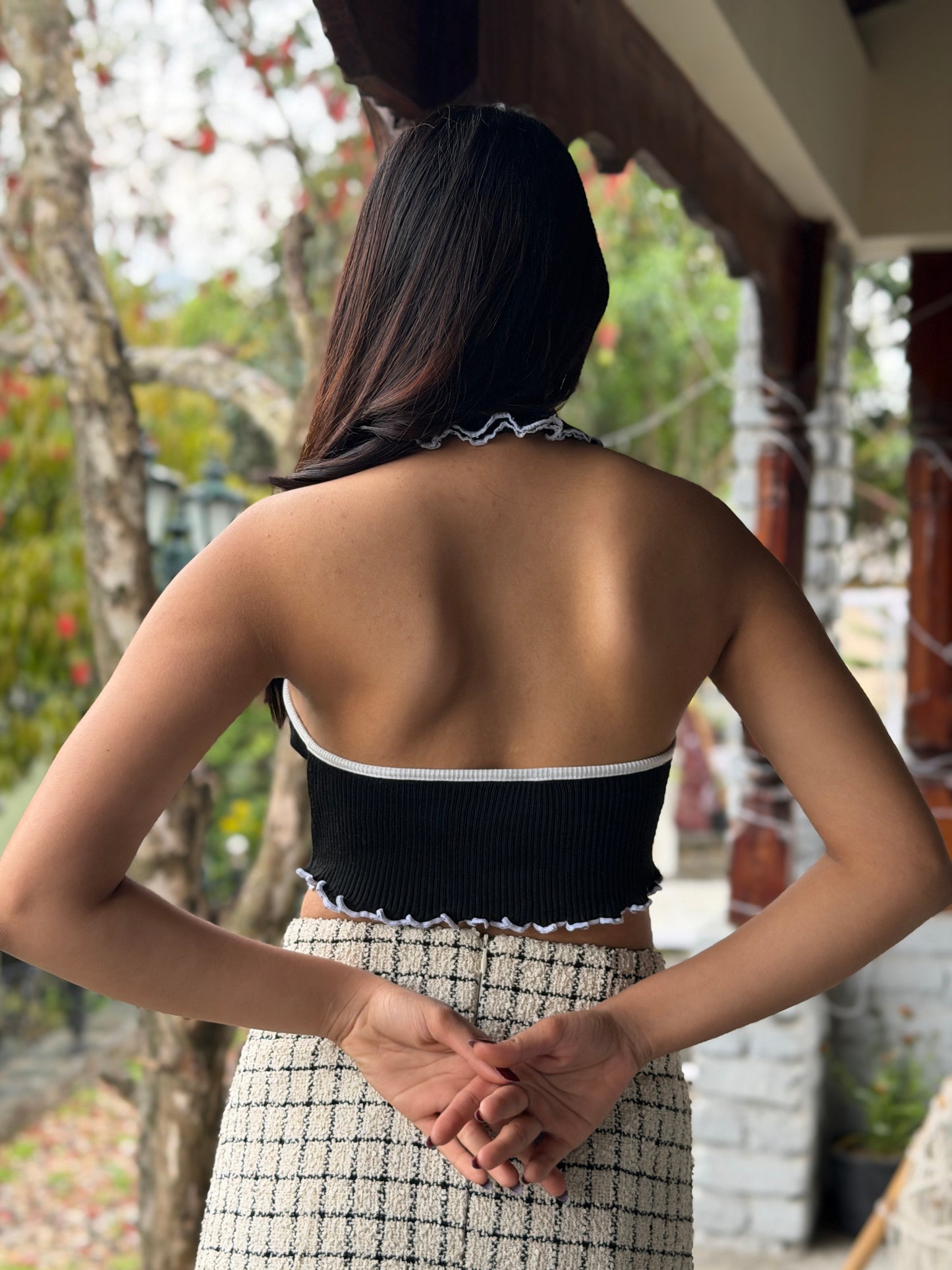 TANDUL Women Chic Black Knitted Top