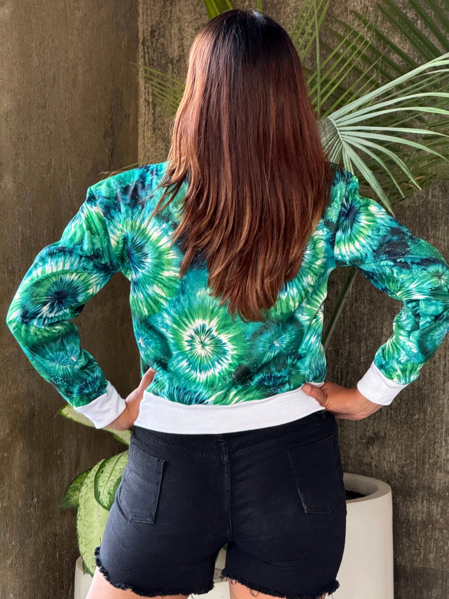 TANDUL Women Stunning Green Tie-Dye Sweatshirt
