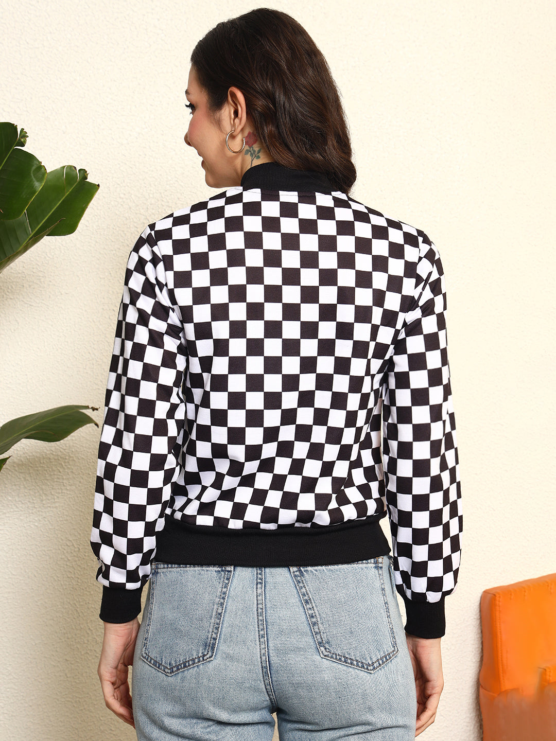 TANDUL Women Stylish Checkered Fleece Jacket