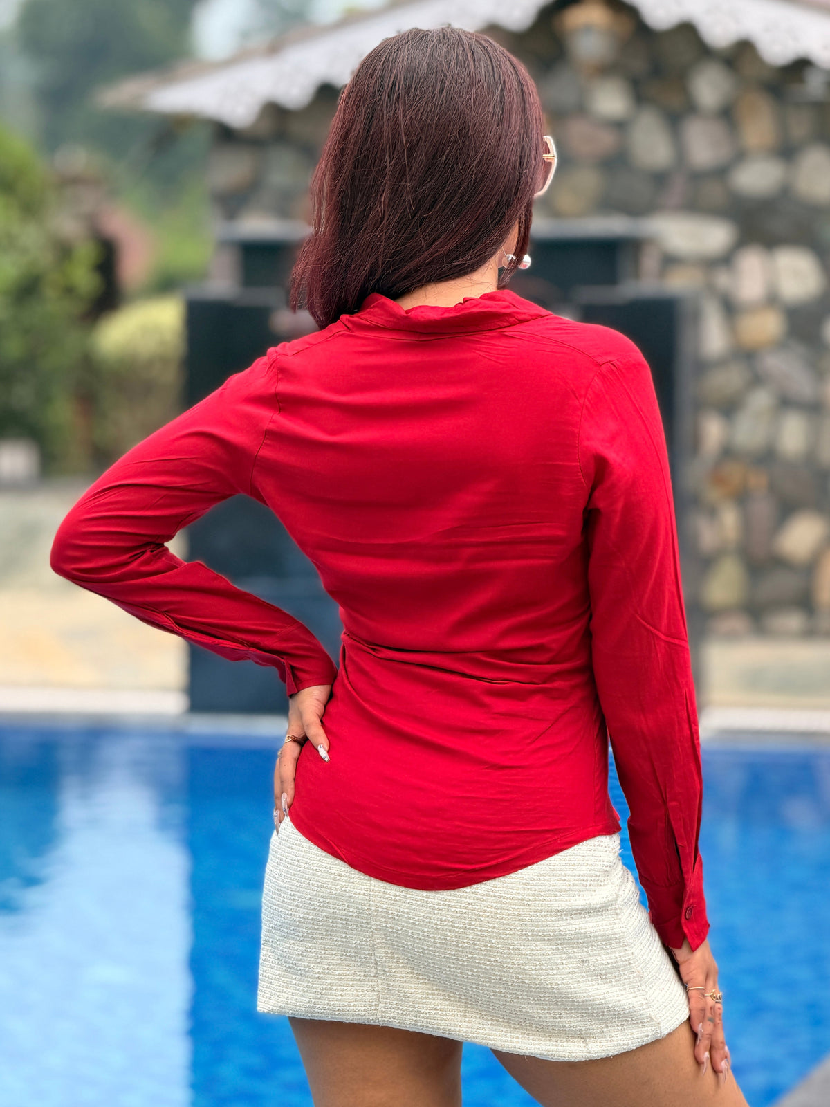 TANDUL Women Stylish Maroon Full Sleeve Shirt