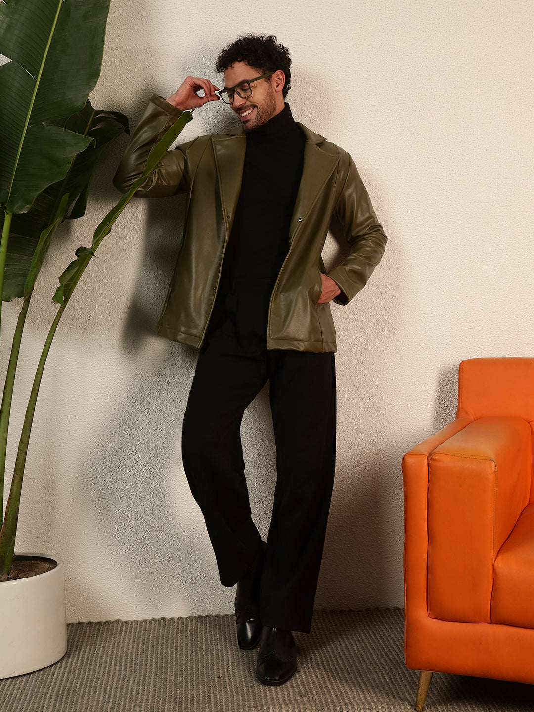 TANDUL Men's Solid Single Breasted Blazer