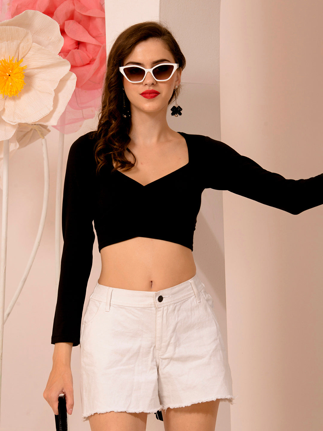 TANDUL  Casual Regular Sleeves Solid Women Black Top