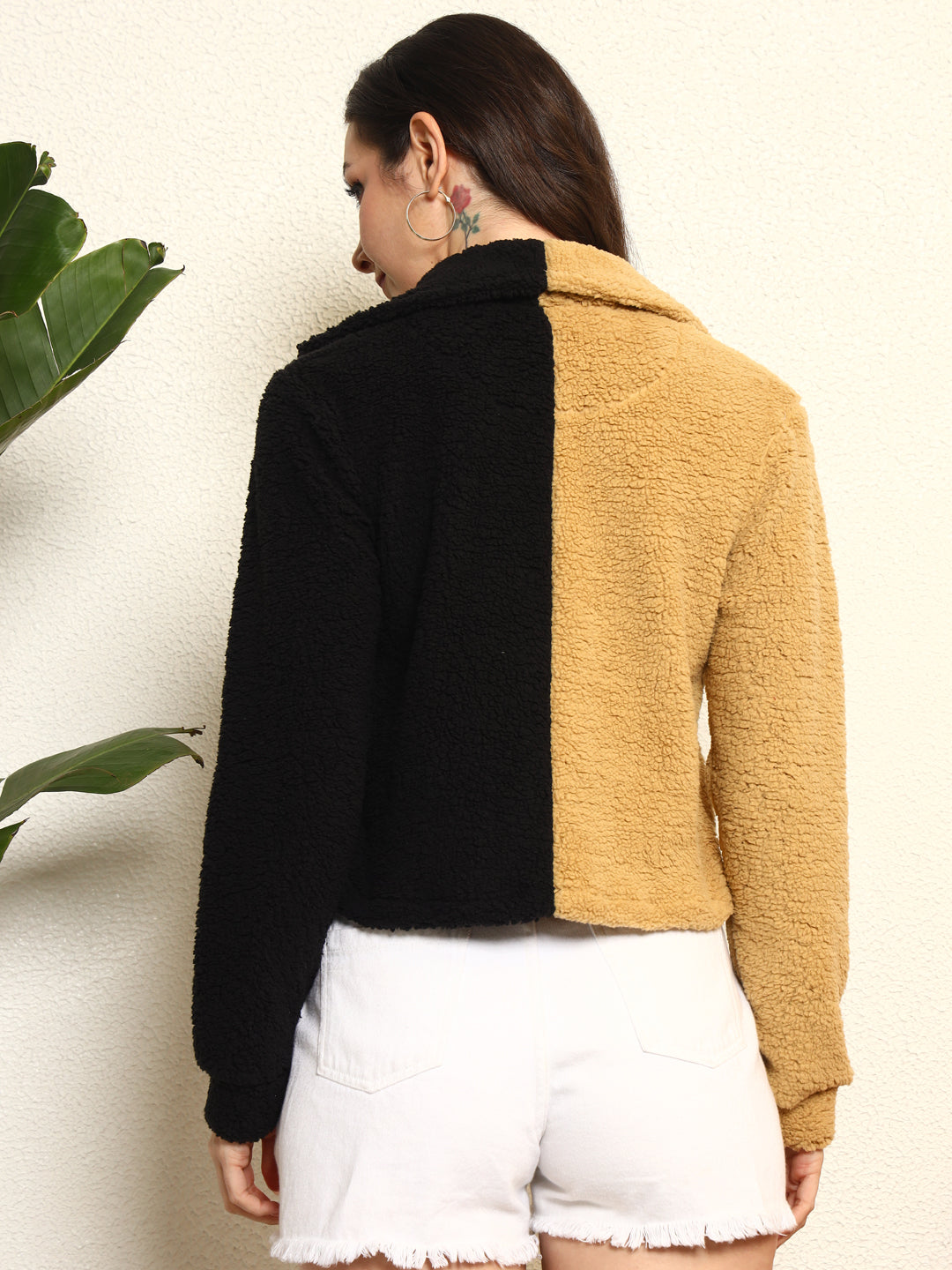 TANDUL Women Black and Brown Fur Jacket