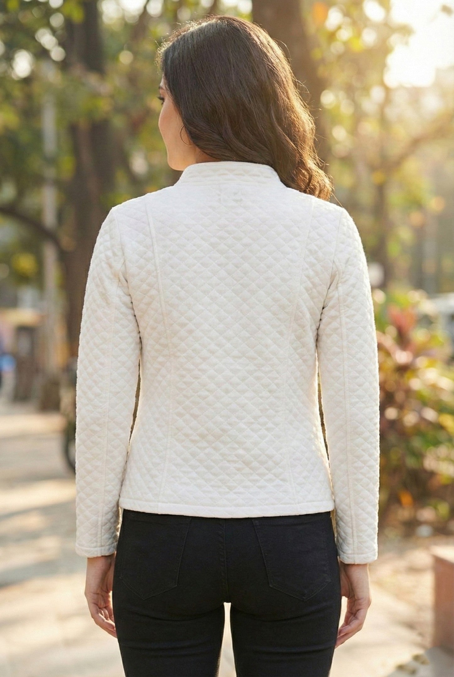 TANDUL Women White Quilted Jacket