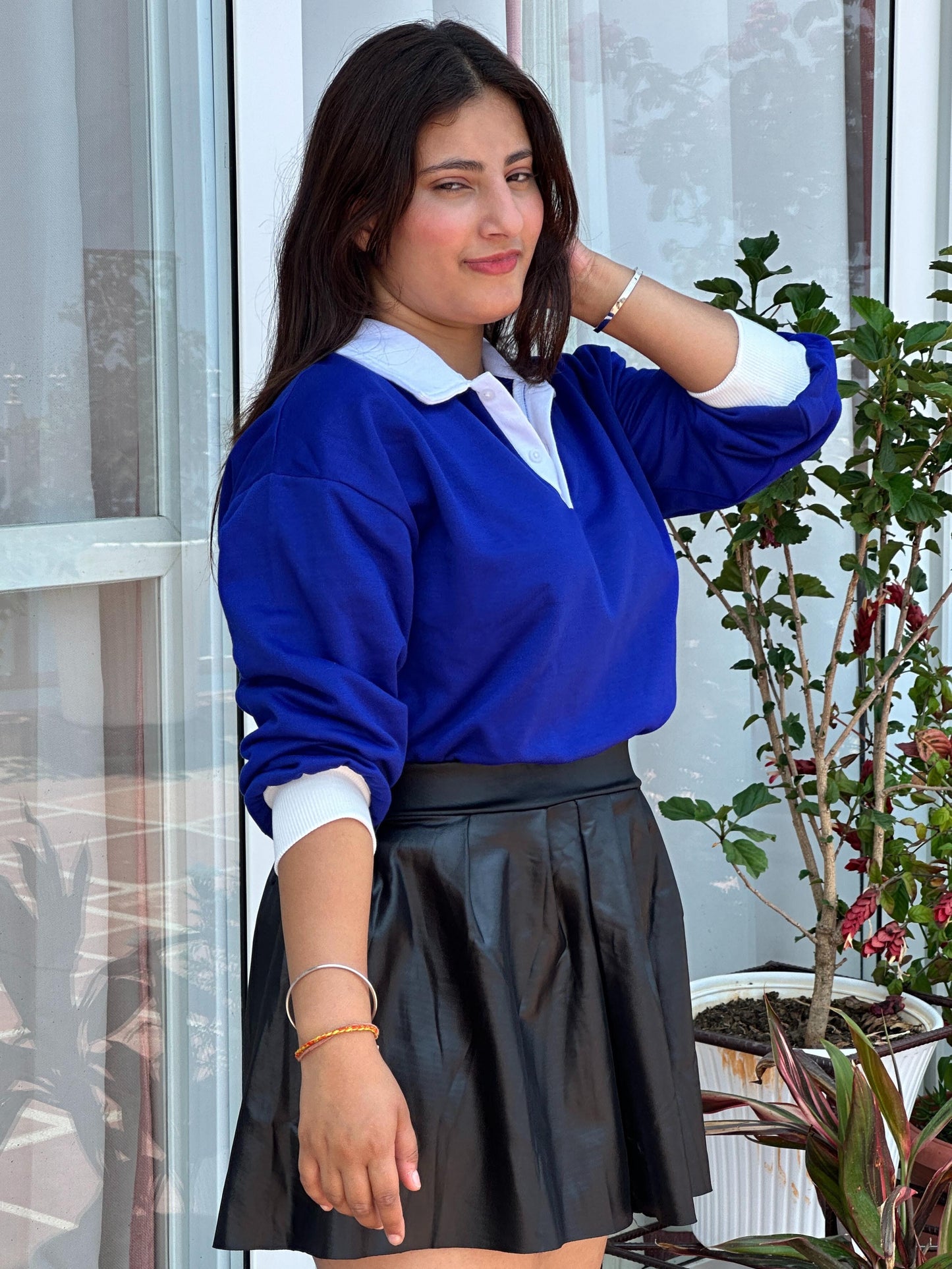 TANDUL Women Blue Oversized Sweatshirt