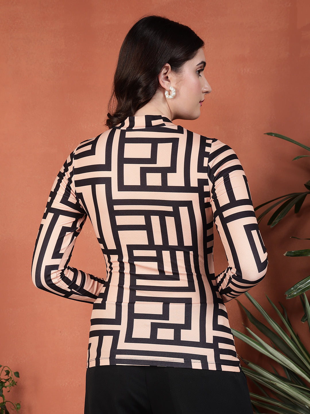 TANDUL Casual Regular Sleeves Printed Women Beige Top