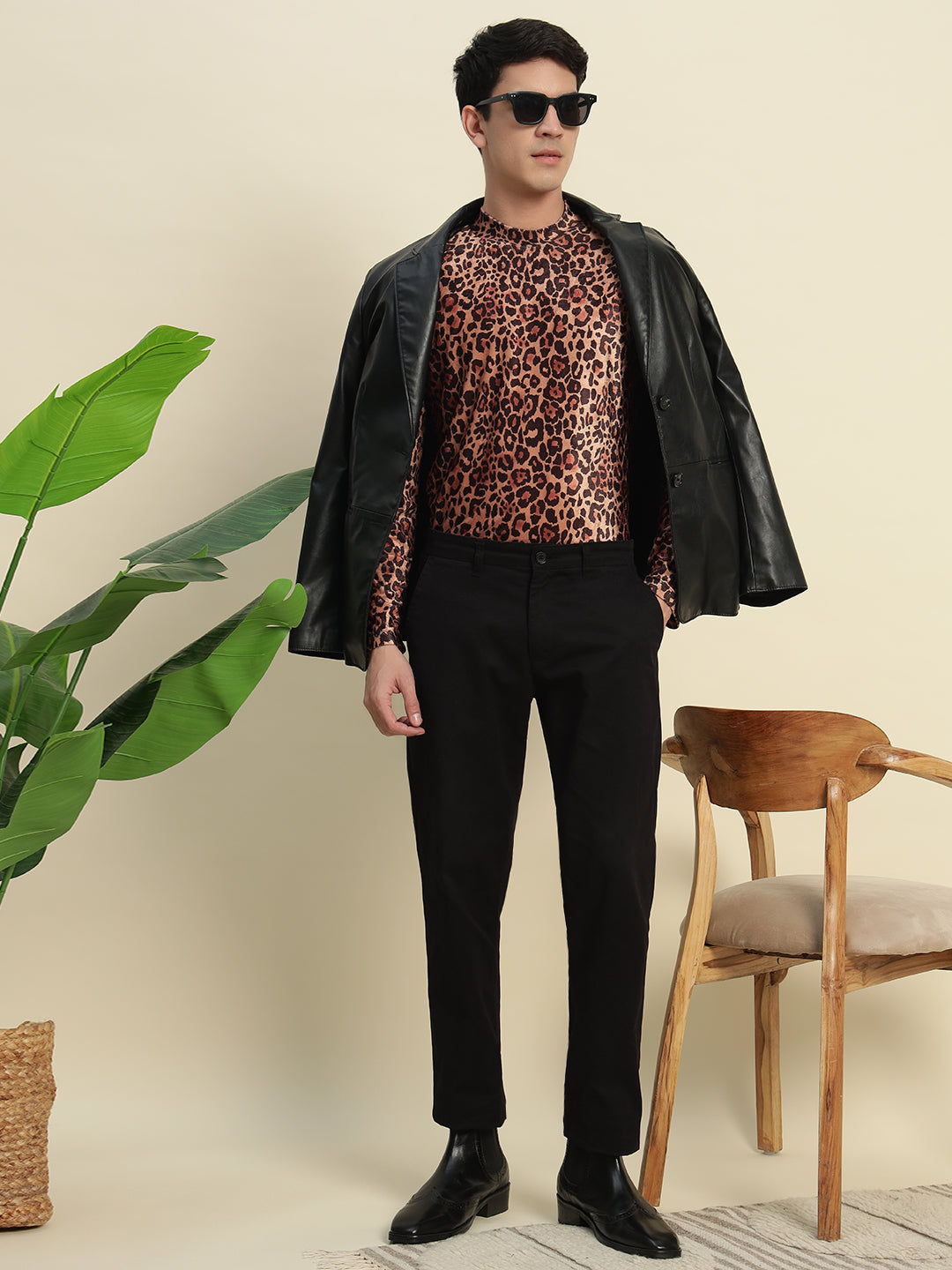 TANDUL Leopard Printed Men's Highneck